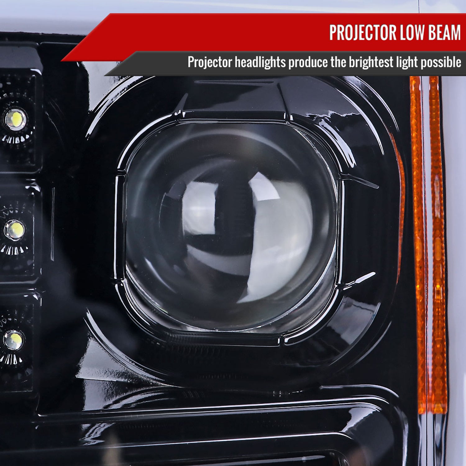 2017-2019 Ford F-250 F-350 F-450 F-550 LED C-Bar Projector Headlights Black