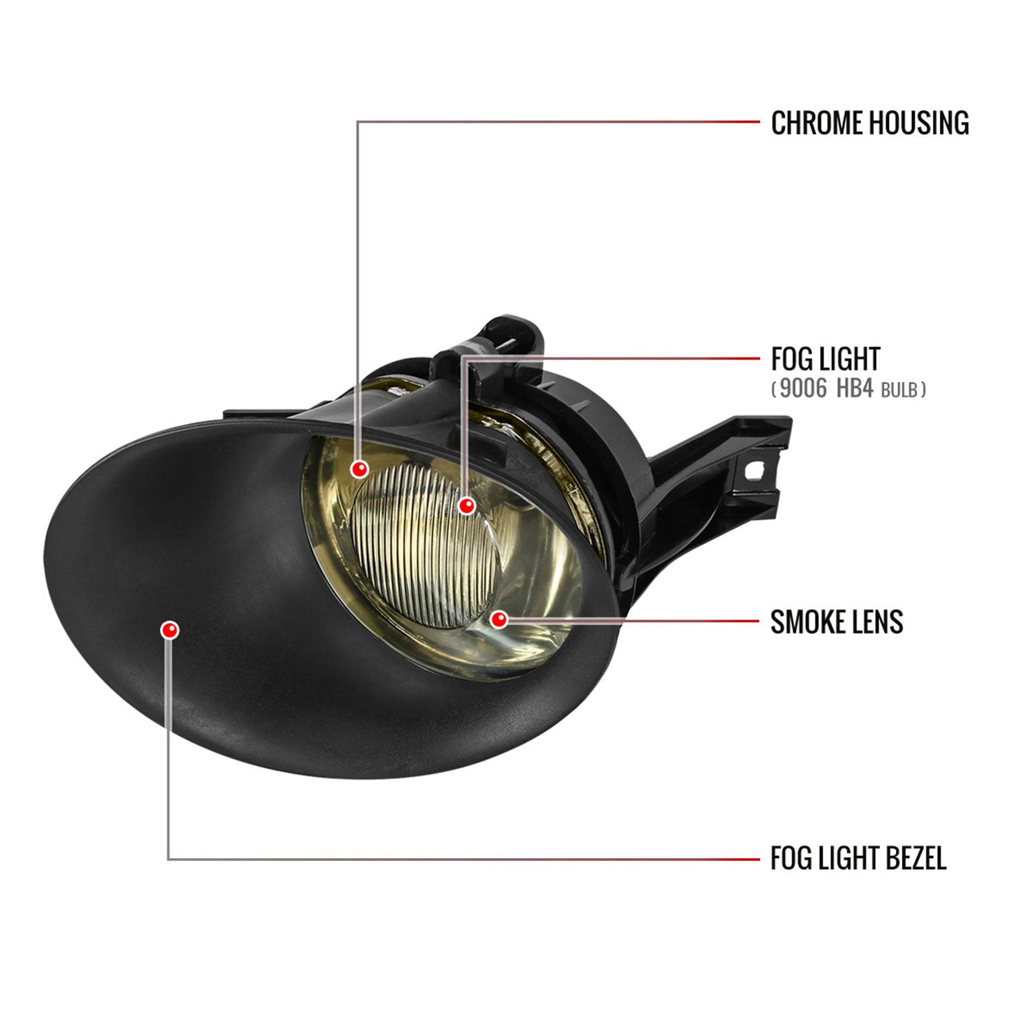 2002-2009 Dodge RAM 9006 Fog Lights w/ Mounting Brackets Chrome/Smoke Lens