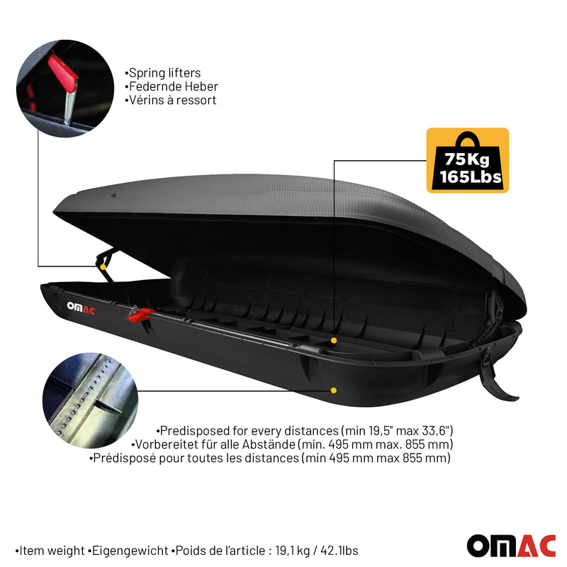 Roof Cargo Box 16.9 Cubic Feet Carbon Fiber Textured