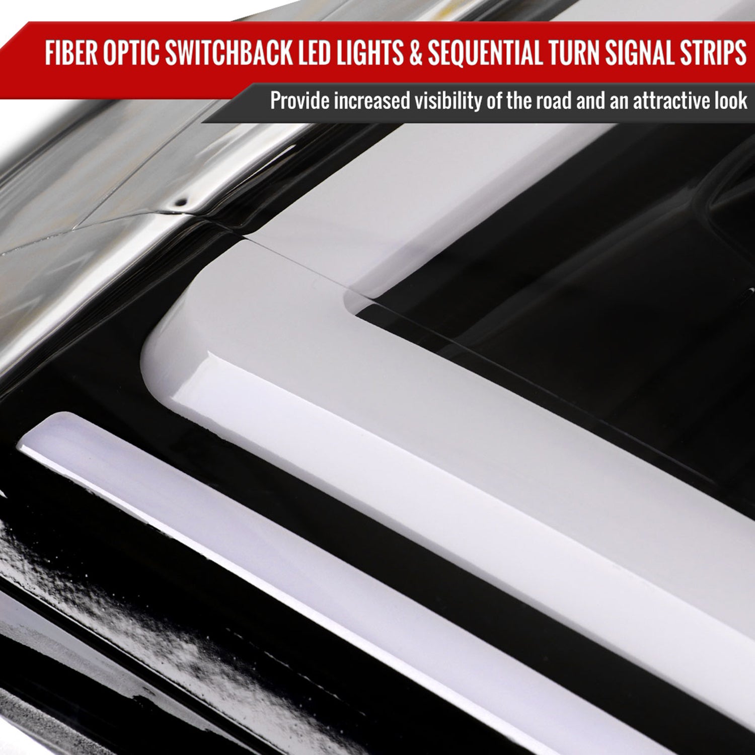 2007-2014 GMC Yukon/XL 1500/XL 2500 LED Signal Projector Headlights Jet Black