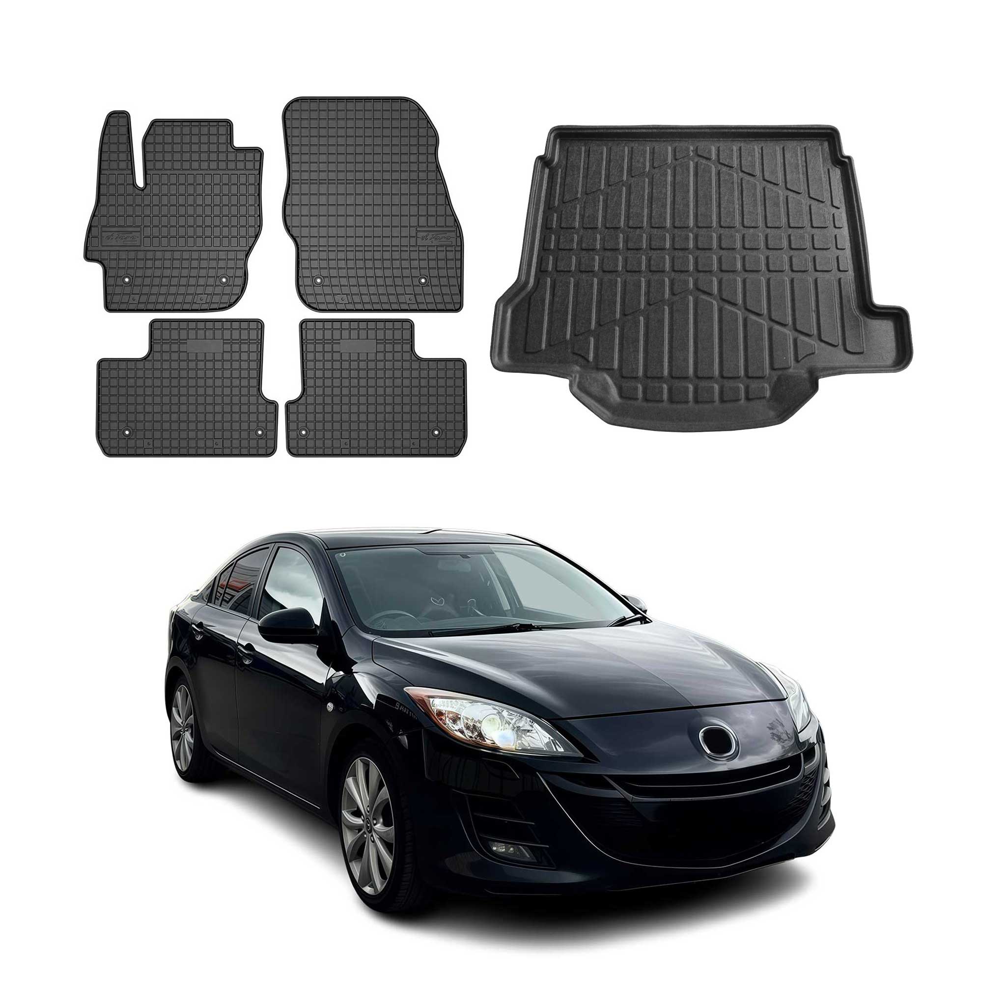 Floor Mats Cargo Liner Set for Mazda 3 2010-2013 Sedan All-Weather TPE