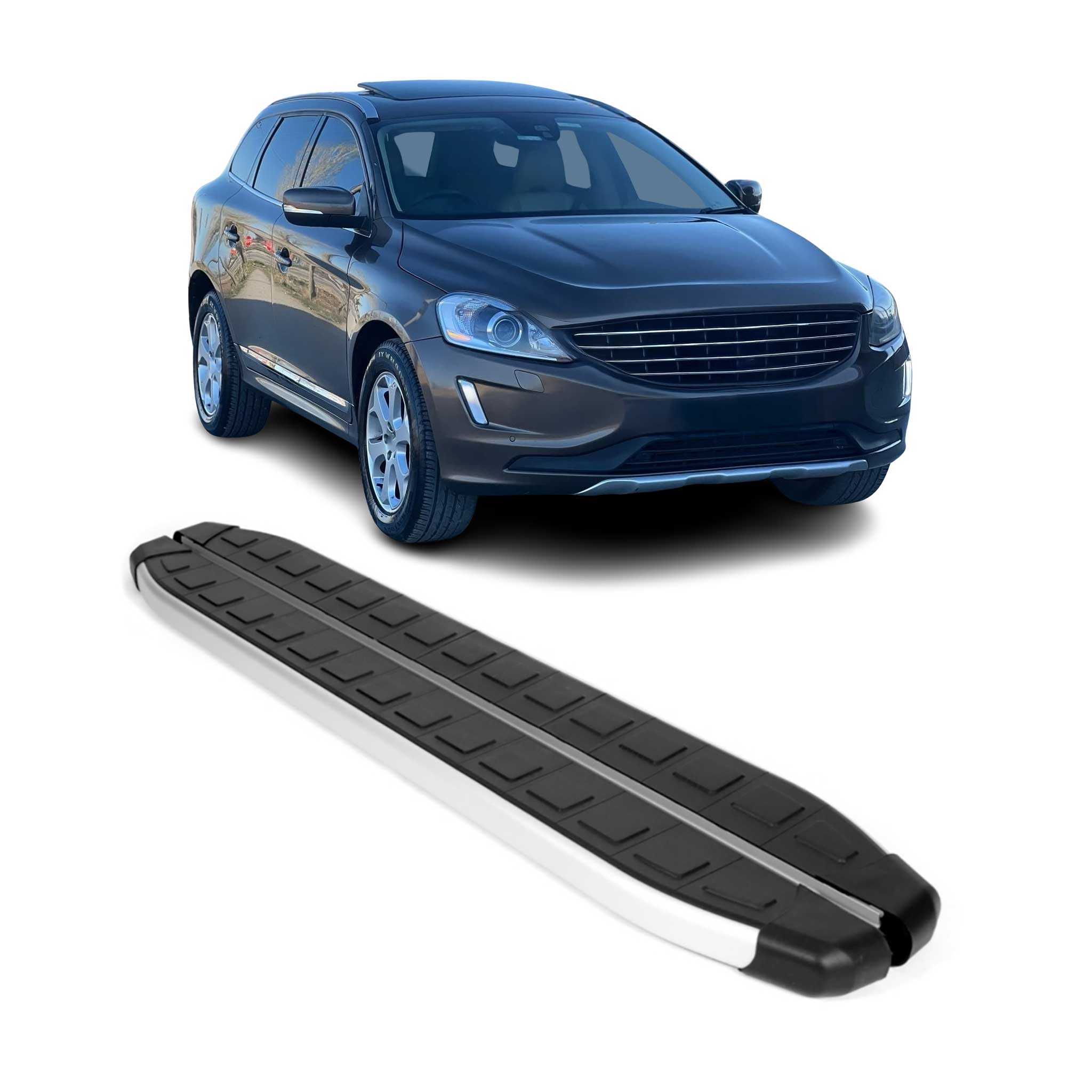 2010-2017 Volvo XC60 Running Boards Side Steps Silver & Black