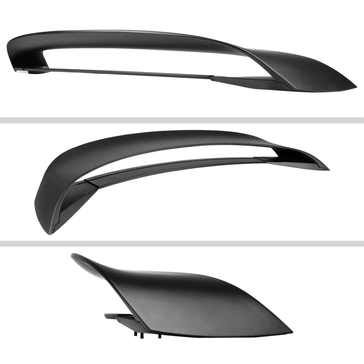 2015-2022 Ford Mustang Matte Black ABS GT350R Style 4PC Rear Spoiler Wing