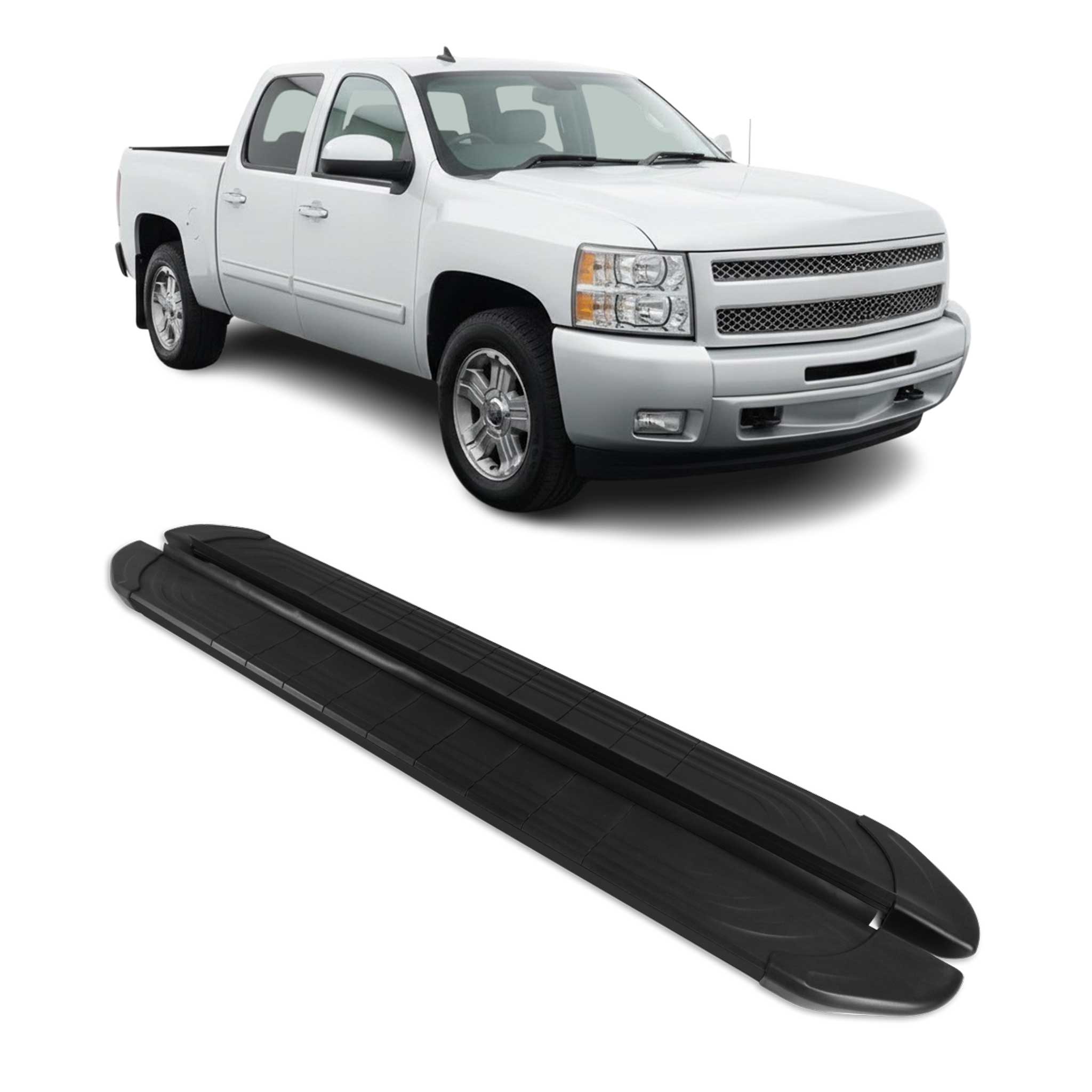2007-2019 Chevy Silverado / GMC Sierra 1500 2500HD 3500HD CrewCab Running Boards Side Step Nerf Bars Alu Black