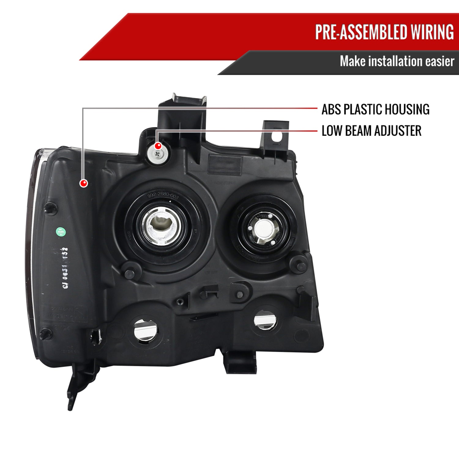 2007-2014 Chevy Avalanche/Tahoe/Suburban Factory Headlights Matt Black/Clear