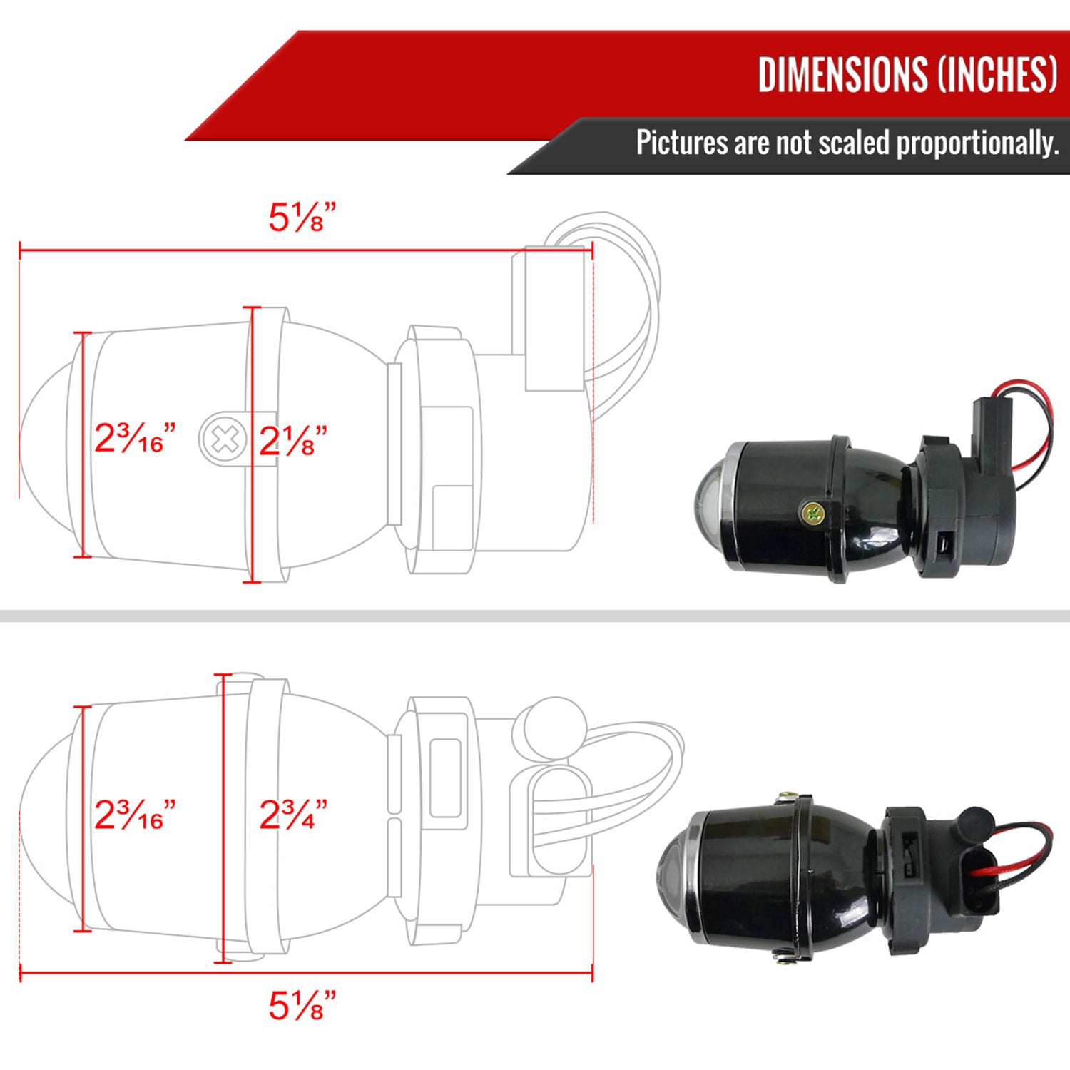 Universal 12V/55W H3 Projector Fog Lights Kit Mounting Brackets Black Metal