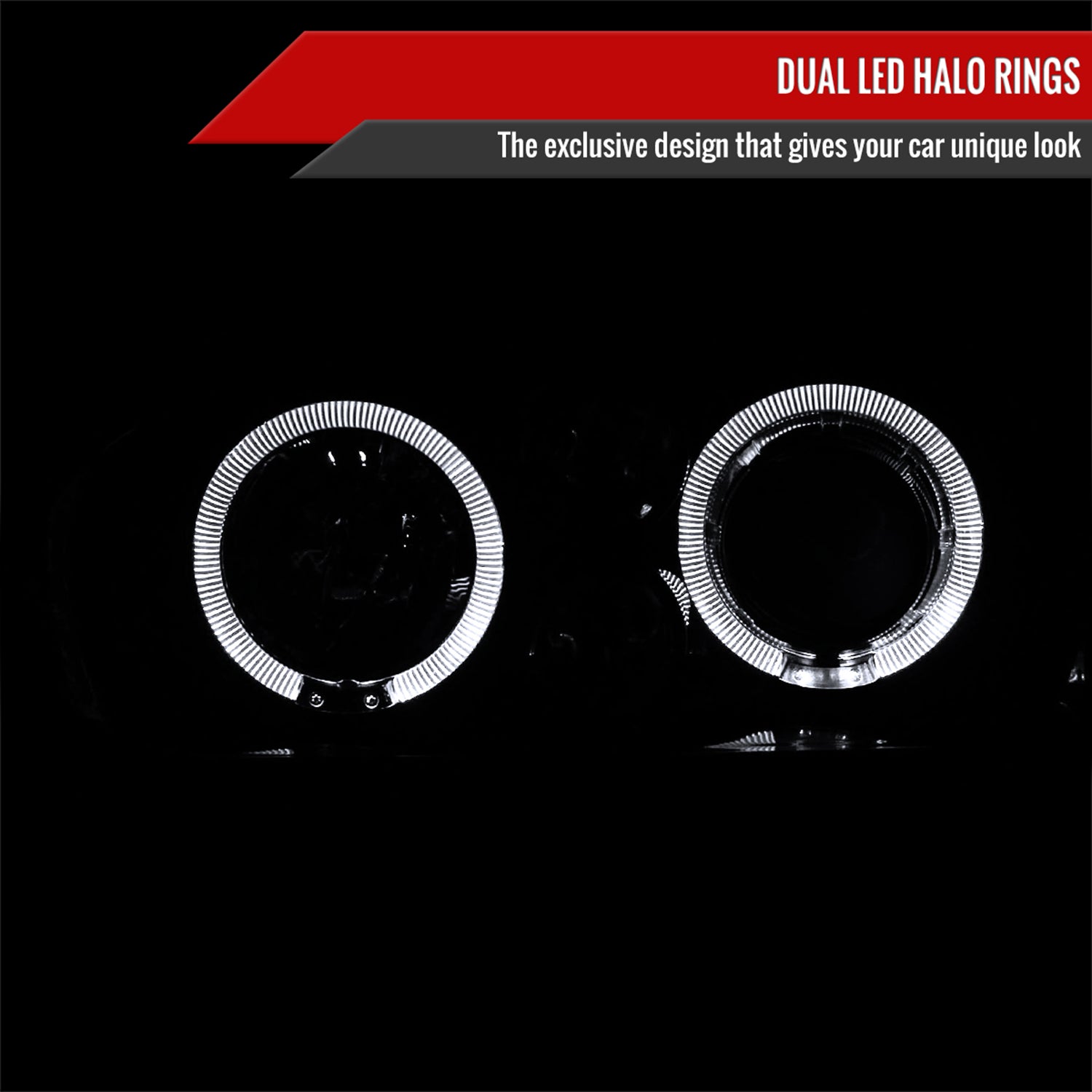 1993-1998 VW Golf Mk3/Cabrio Dual Halo Projector Headlights Black/Smoke