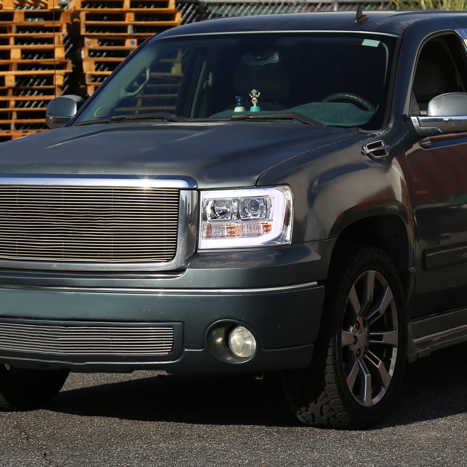 2007-2013 GMC Sierra 1500 1500HD 2500HD 3500HD LED C-Bar Headlights Chrome