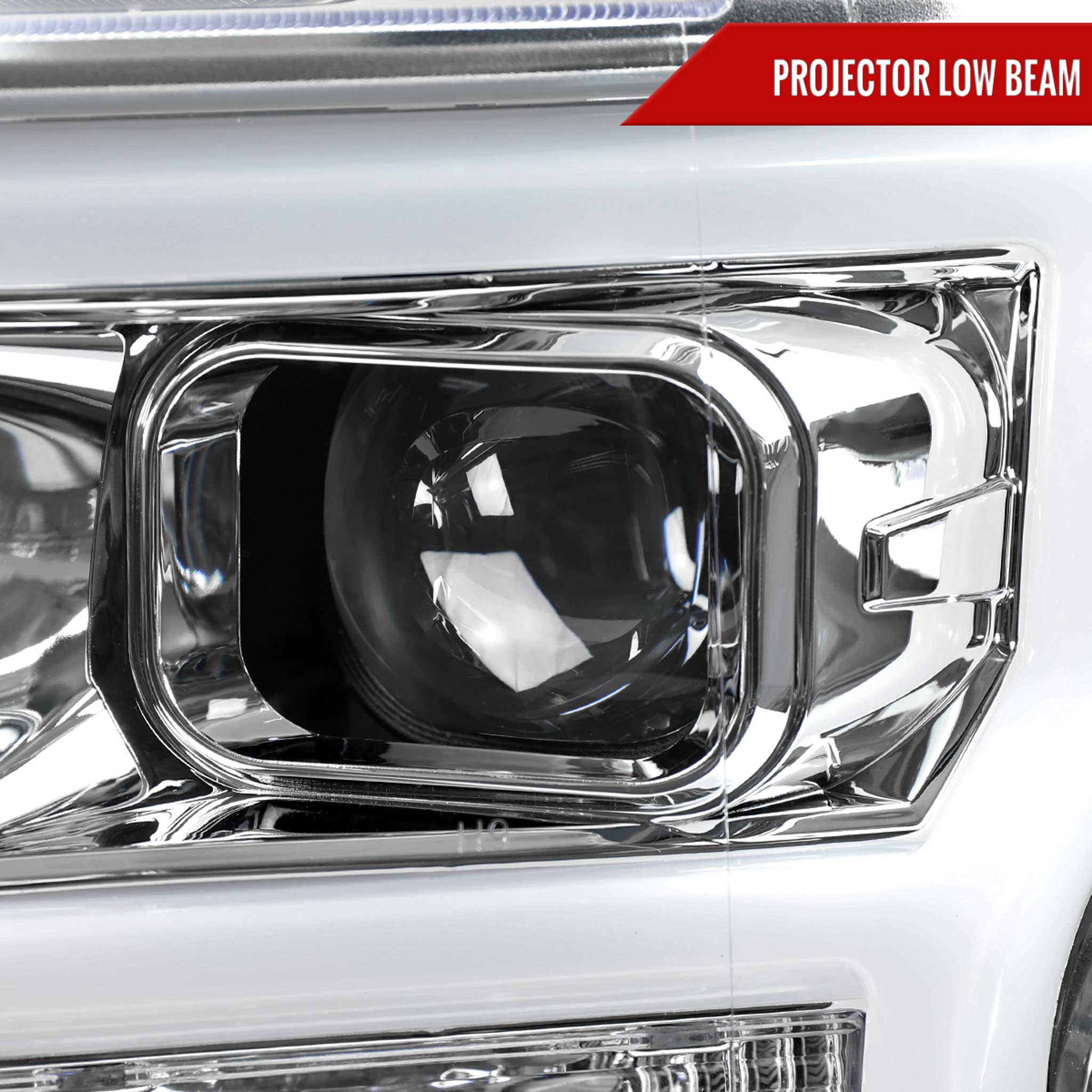 For Ford F-150 2018-2020 LED C Bar Projector Headlights Chrome Housing Clear Lens