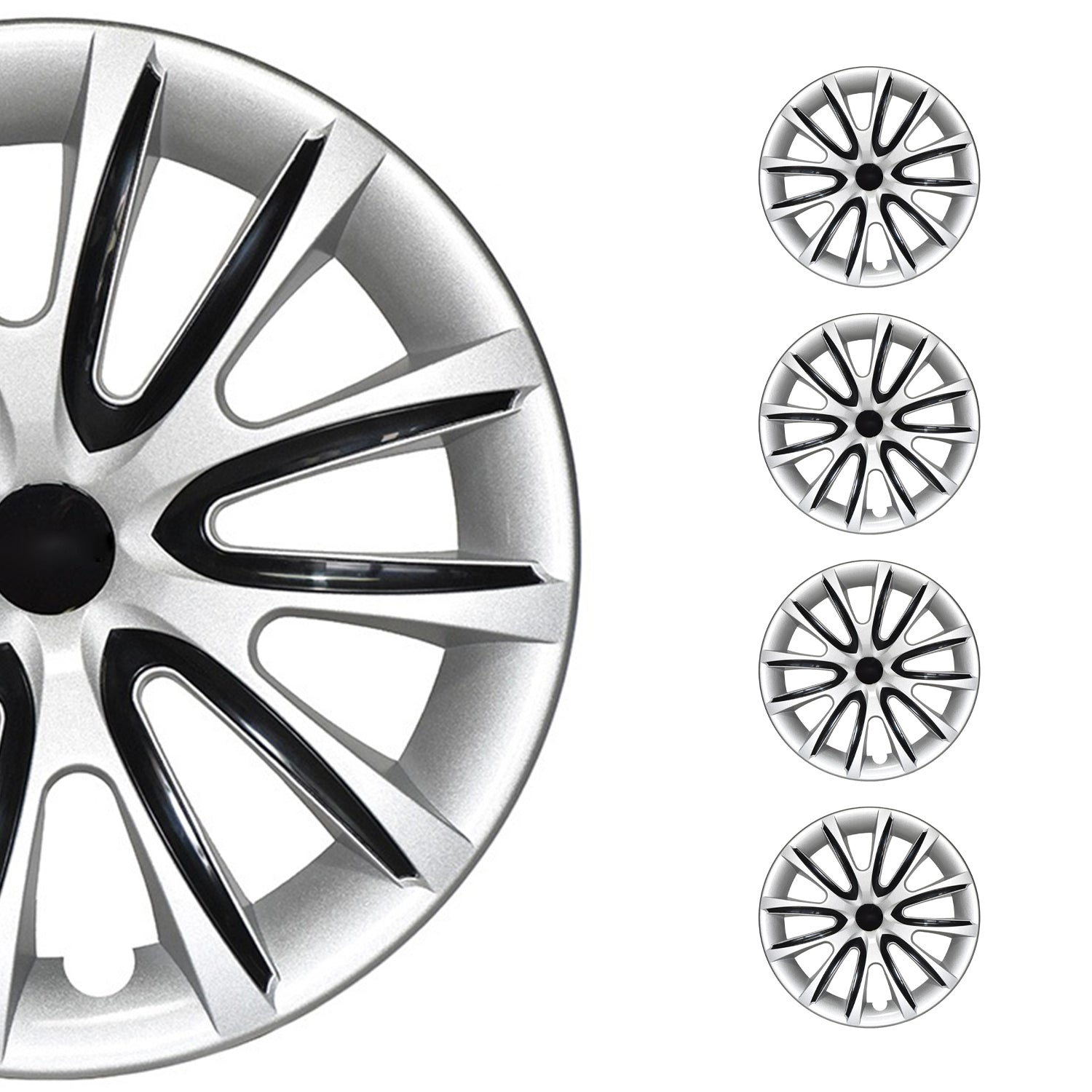 Bicolo Hub Caps Wheel Cover 14" Gray & Black Full Set 4 pcs.