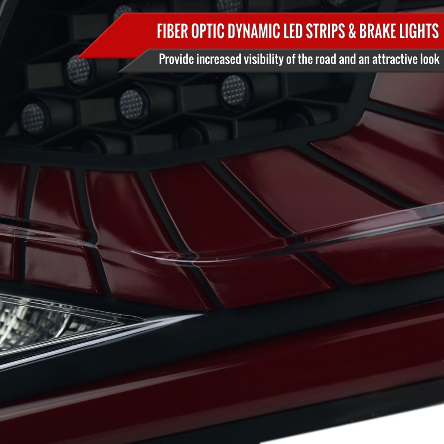 2018-2022 Honda Accord Sedan SQ2 Red LED Signal Tail Lights Matt Black/Smoke