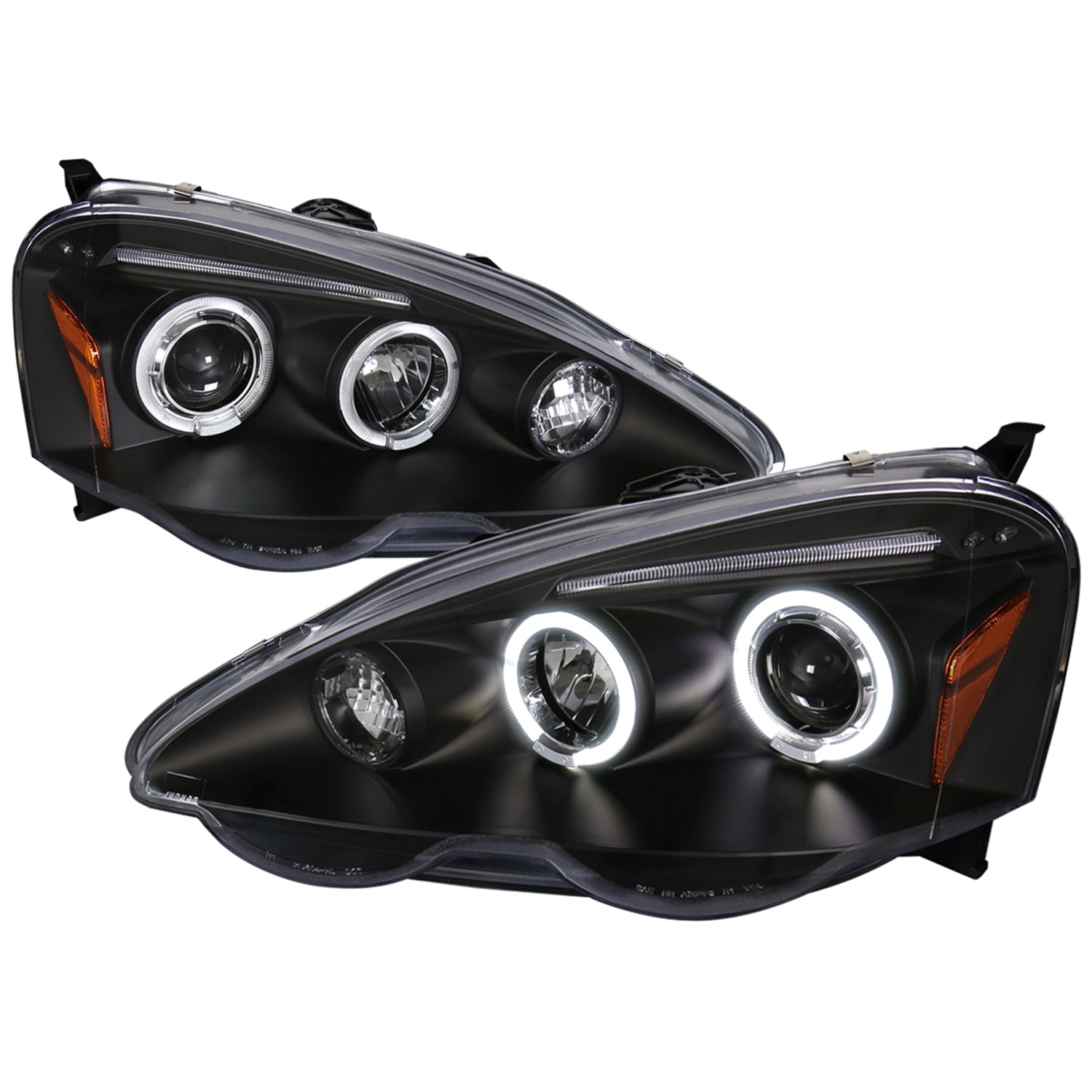 2002-2004 Acura RSX Dual Halo Projector Headlights Matte Black/Clear Lens