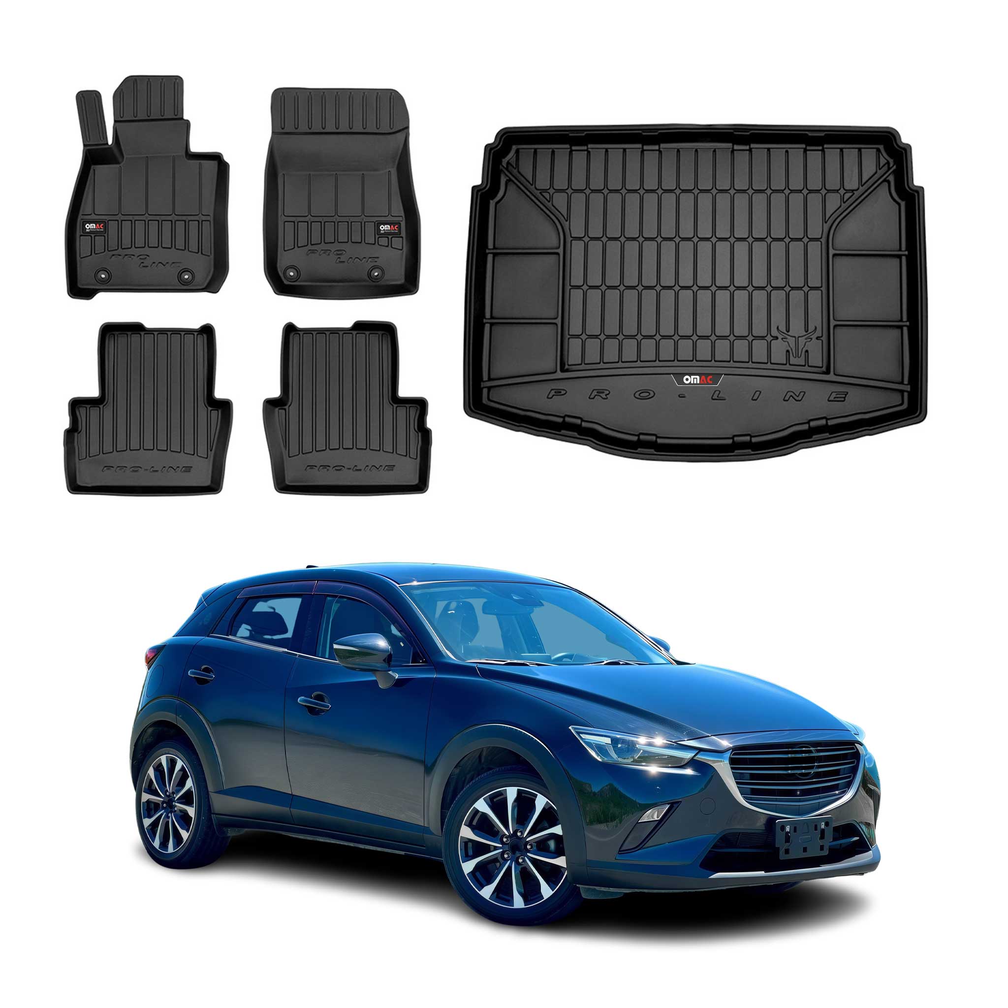 2016-2021 Mazda CX-3 Premium Floor Mats & Cargo Liner Full Set All Weather Heavy Duty Black