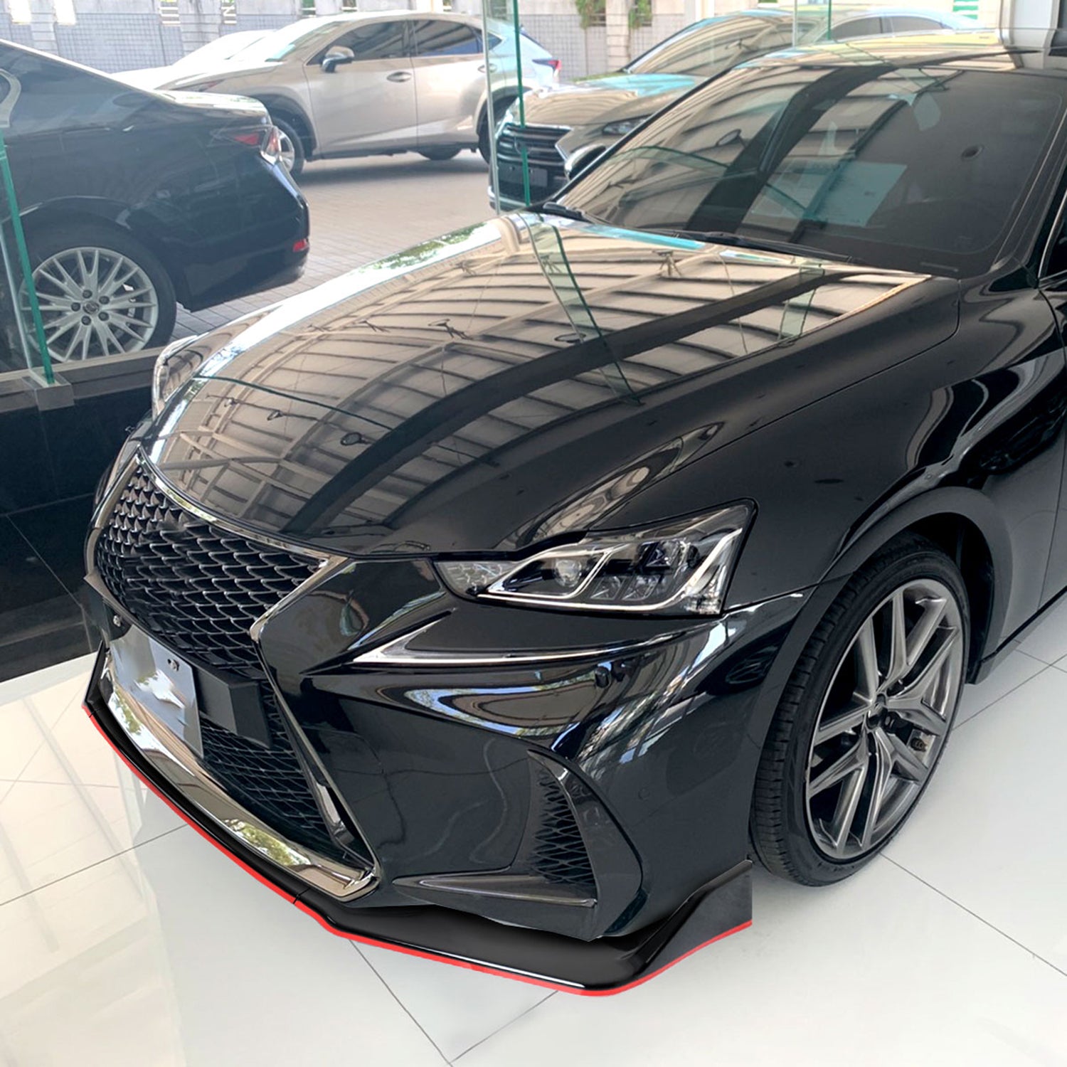 2017-2020 Lexus IS200t/IS300/IS350 Black/Red Front Bumper Lip Splitter Kit