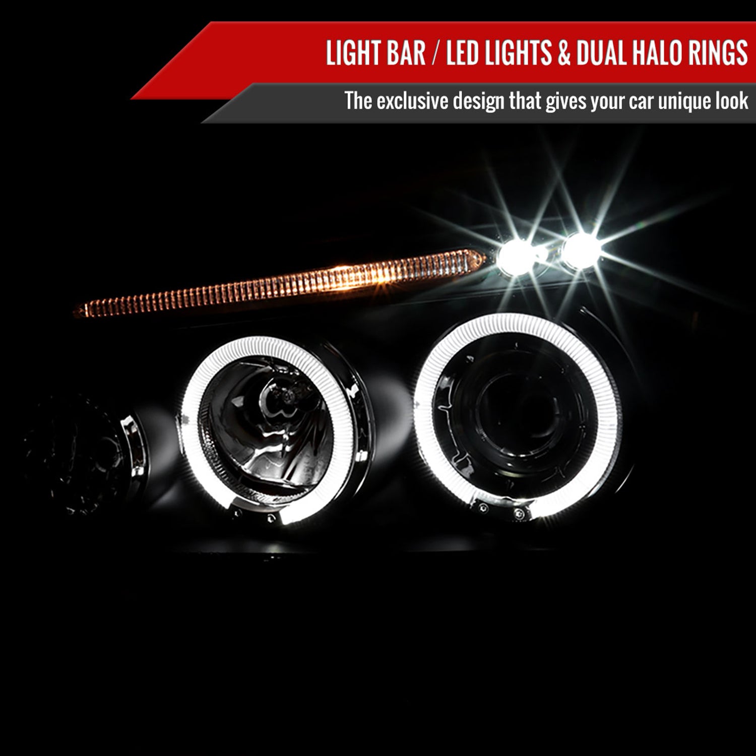 2005-2010 Dodge Charger Dual Halo Projector Headlights Matte Black/Clear Lens