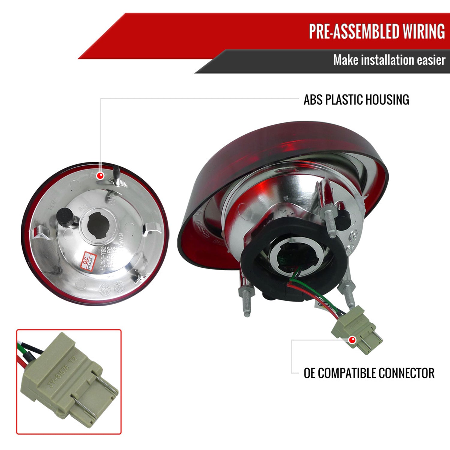 2005-2010 Chevy Cobalt Coupe LED Tail Lights & Trunk Reverse Lights Chrome/Red