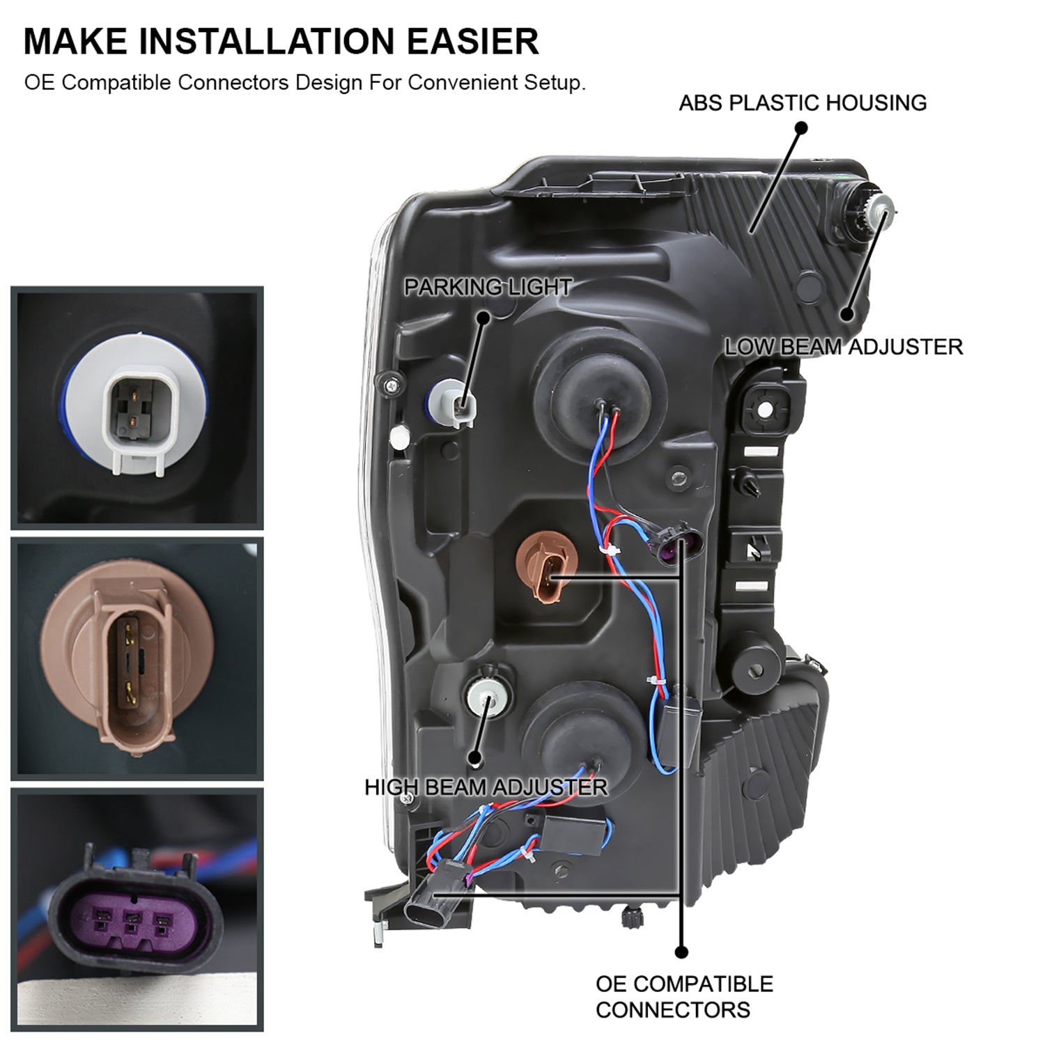 2017-2019 Ford F-250/350/450/550 LED C-Bar Headlights Signal White Housing