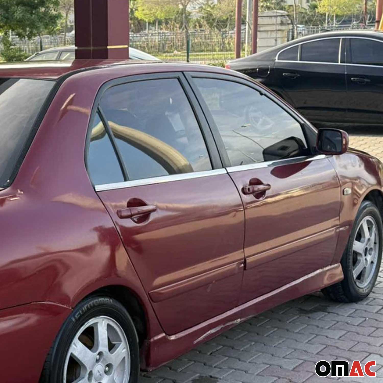 2004-2006 Mitsubishi Lancer Window Molding Trim Streamer Stainless Steel Silver 4 Pcs