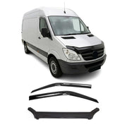 2006-2013 Mercedes Sprinter W906 Bug Shield Hood Deflector & Window Visor Kit 3Pcs Smoke