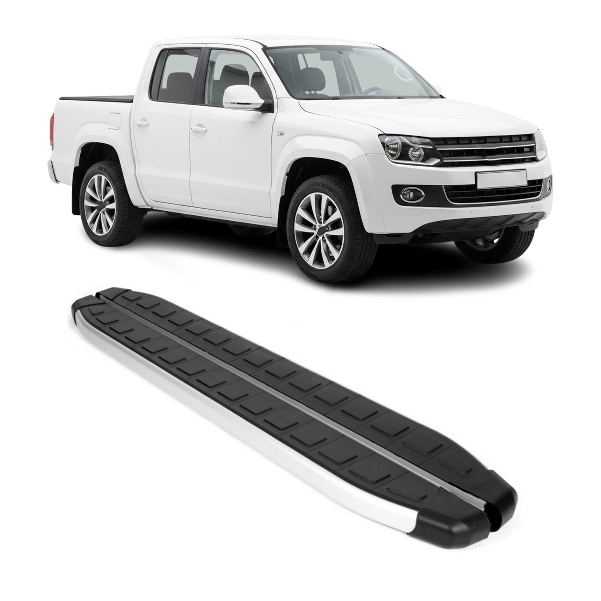 2010-2020 VW Amarok Running Boards Side Steps Silver & Black