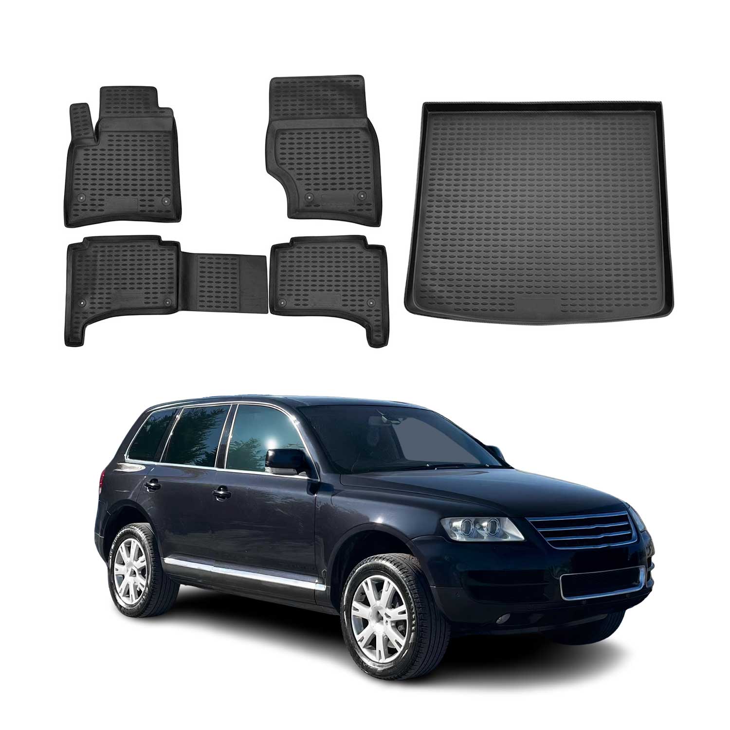 2004-2010 VW Touareg Floor Mats & Cargo Liner Full Set All Weather Black