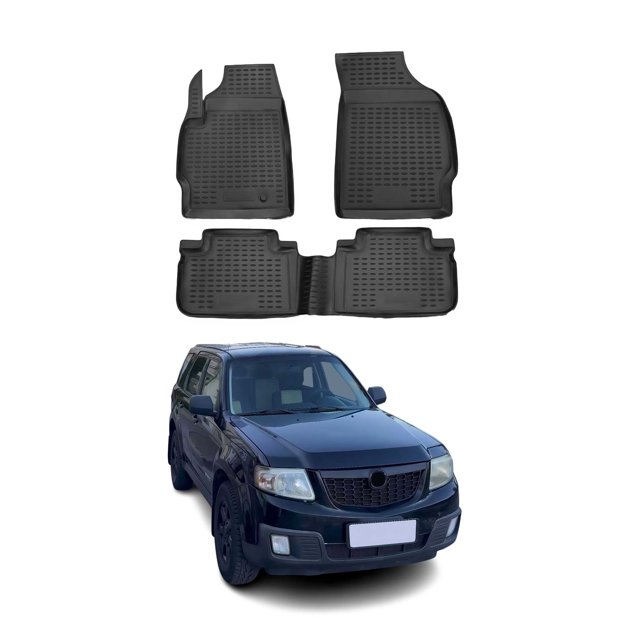 2008-2011 Mazda Tribute Floor Mats Liners Full Set All Weather Black