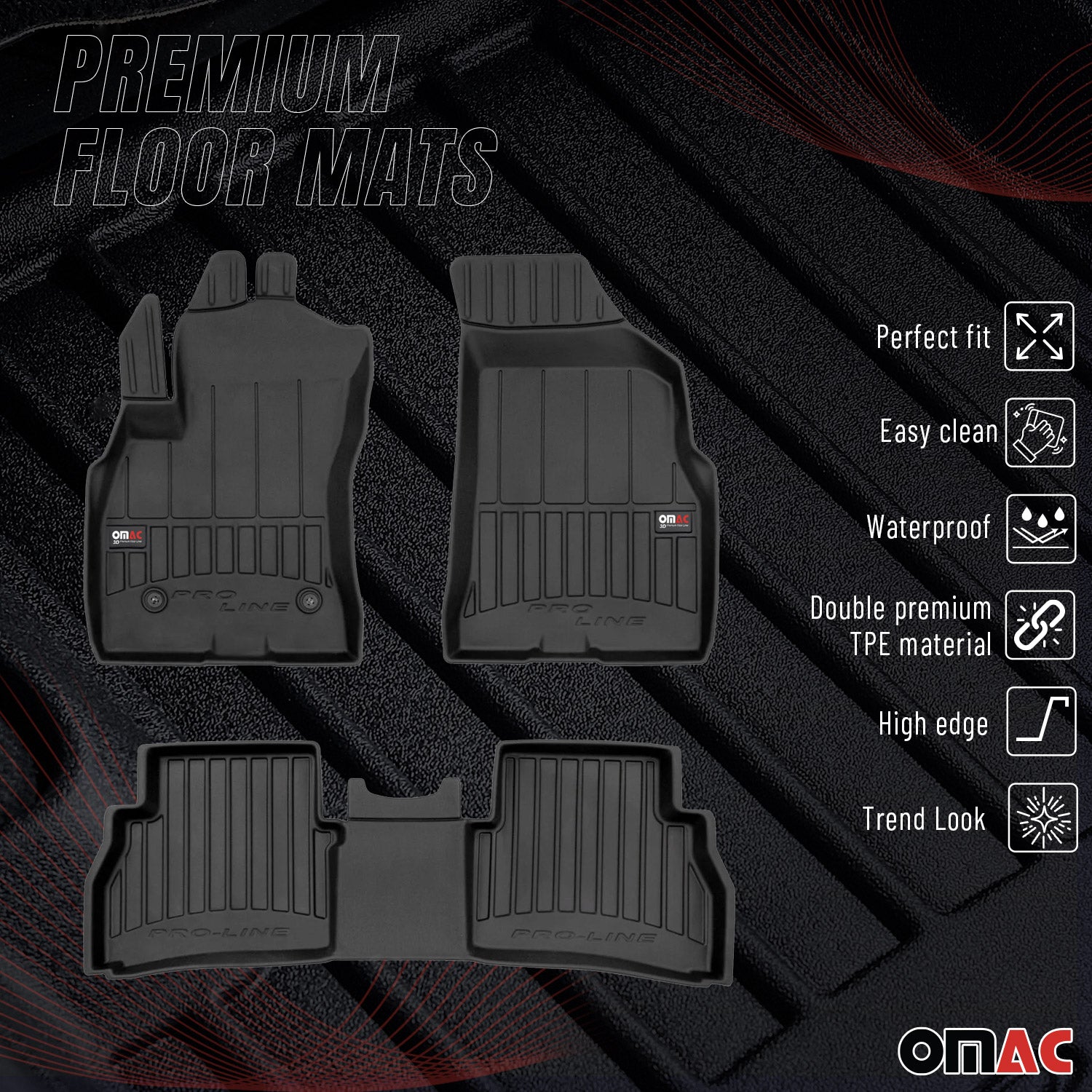 OMAC Premium Floor Mats for RAM ProMaster City 2015-2022 Heavy Duty All-Weather