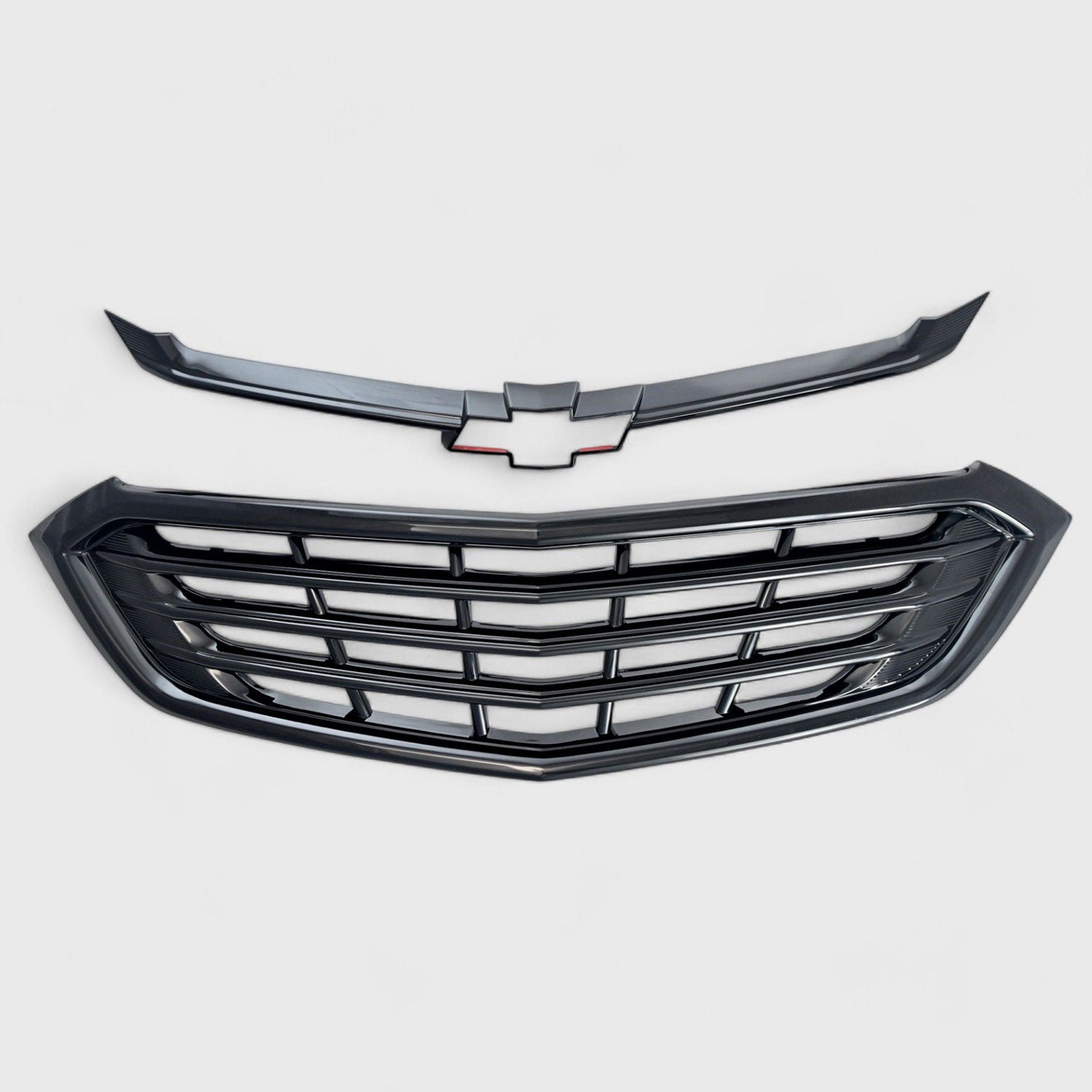 2018-2021 Chevrolet Equinox Grille Overlay Gloss Black 2Pcs ABS Plastic