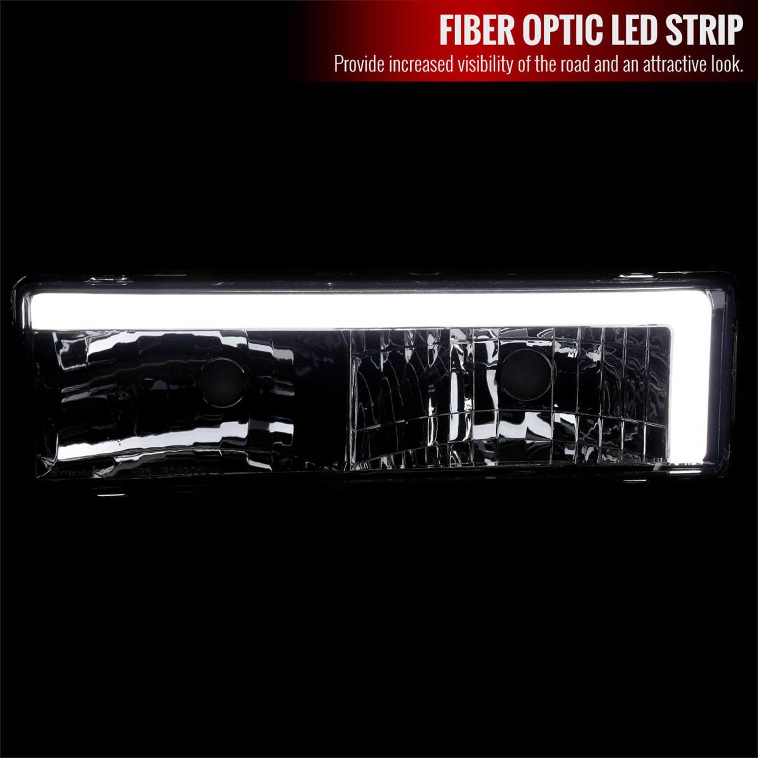 1988-1998 Chevy/GMC C10 C/K LED Strip Factory Style Headlights Chrome/Smoke