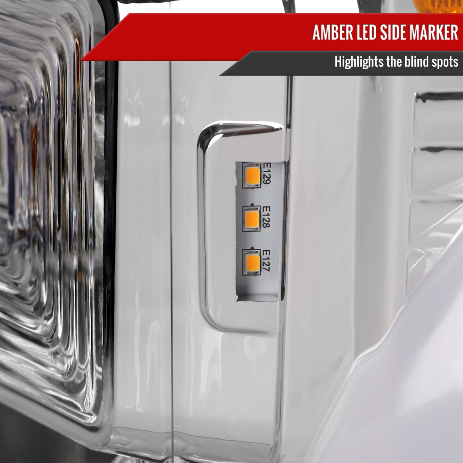 2017-2019 Ford F-250 F-350 F-450 F-550 LED C-Bar Projector Headlights Chrome