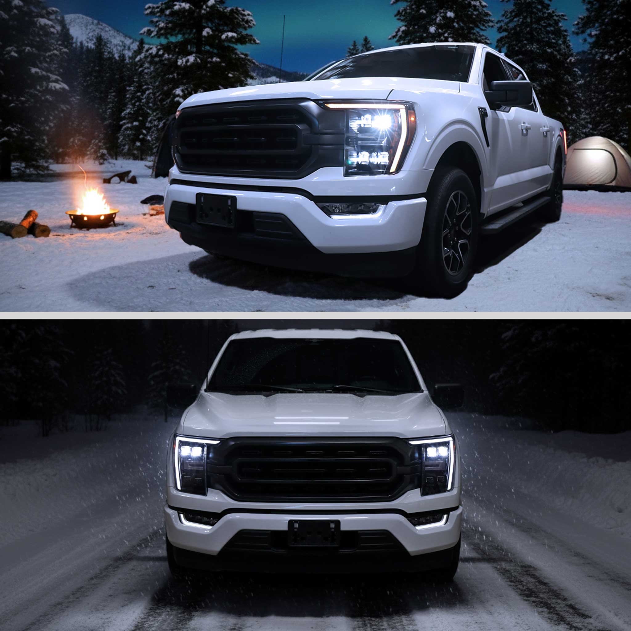 For Ford F-150 2021-2023 Full LED Projector Headlights Sequential DRL Black Housing Smoked Lens