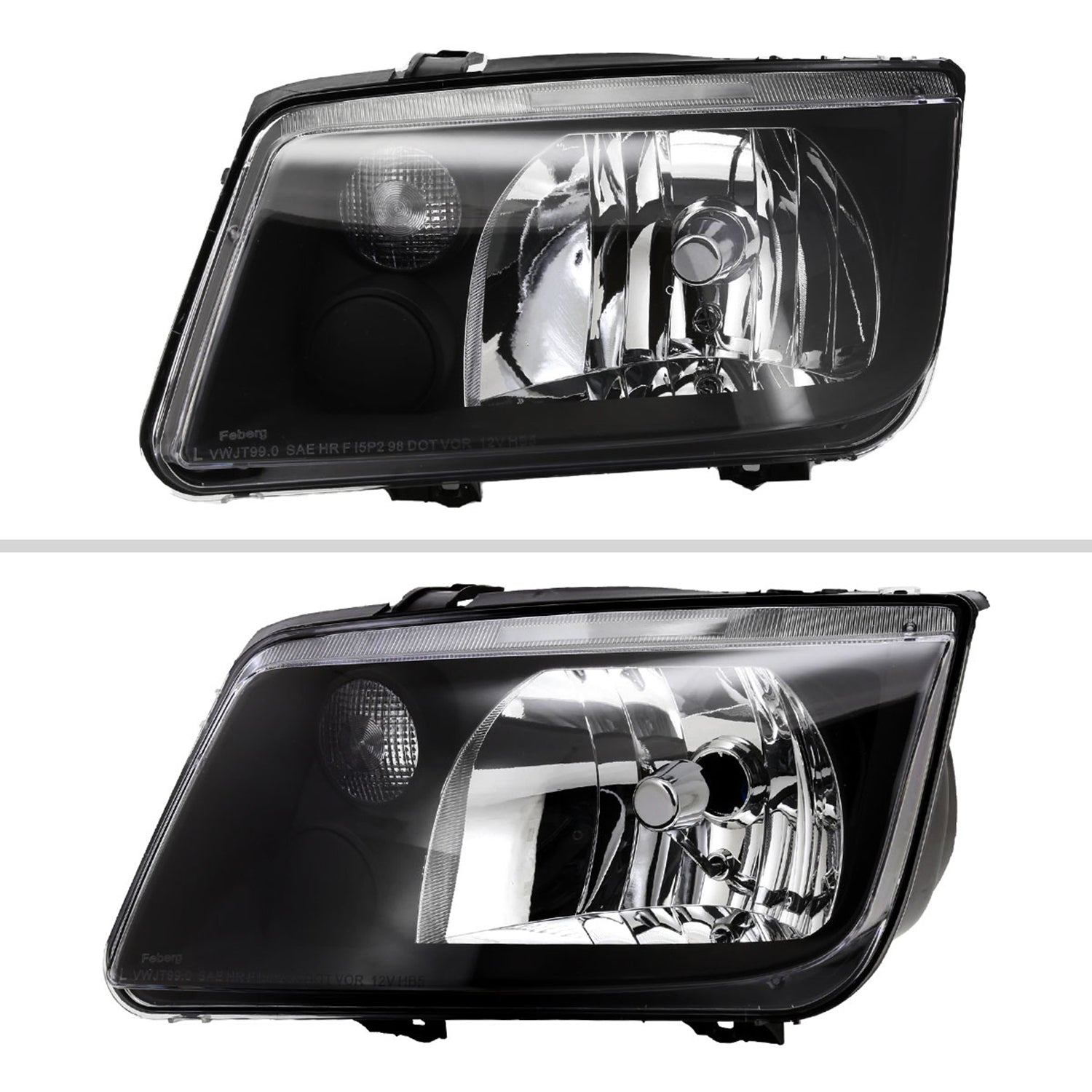 1999-2005 VW Jetta/Bora Mk4 V3 Factory Style Headlights Matte Black/Clear Lens