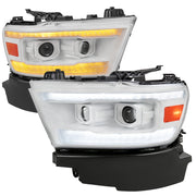 2019-2024 Dodge RAM 1500 LED Turn Signal Projector Headlights White Housing