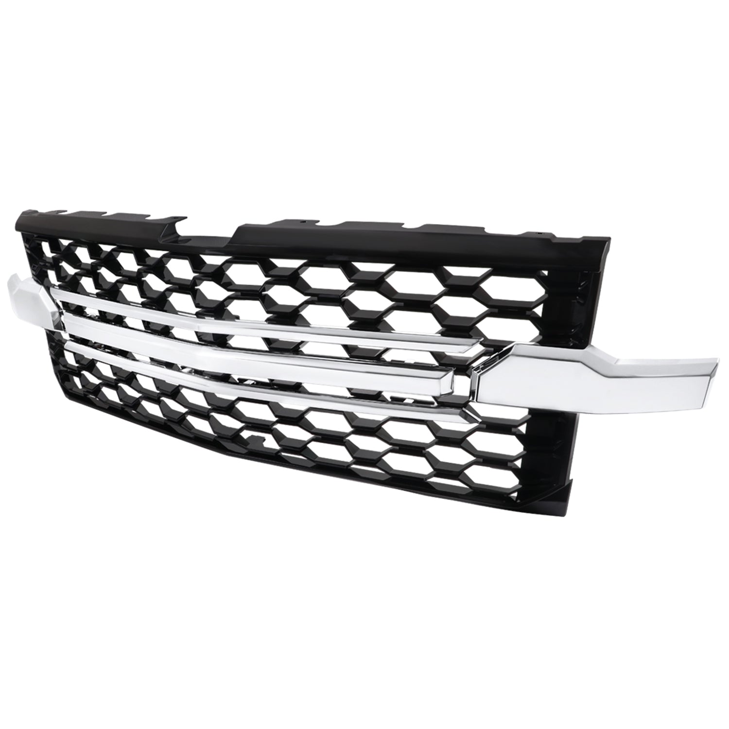 2019-2022 Chevy Silverado 1500 WT Glossy Honeycomb Hood Grille Chrome Trim