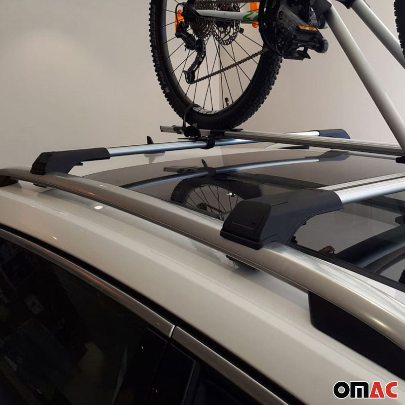 Raised Roof Rack Cross Bars Carrier for Mazda Tribute 2008-2011 Alu Silver 2x