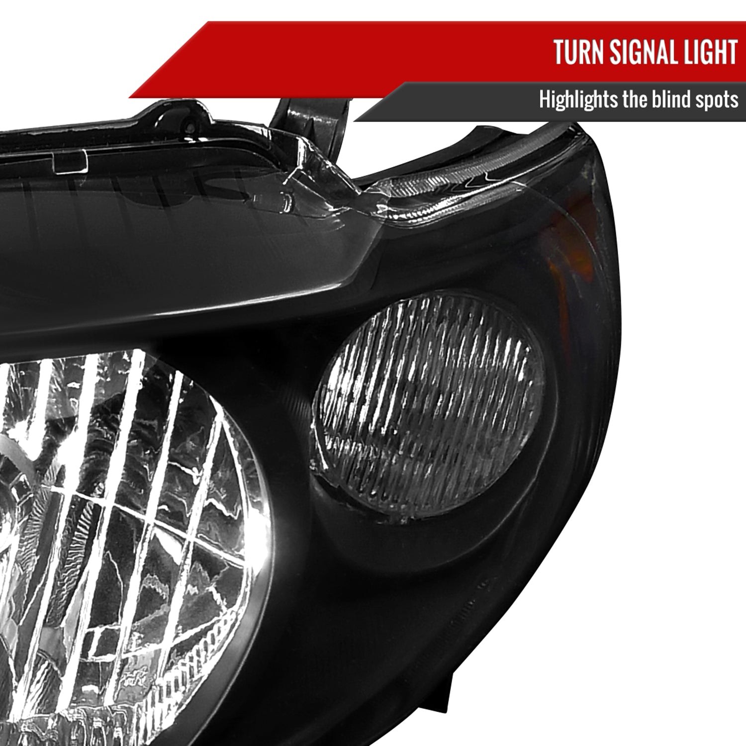 2009-2010 Toyota Corolla Factory Crystal Headlights Amber Reflector Matt Black