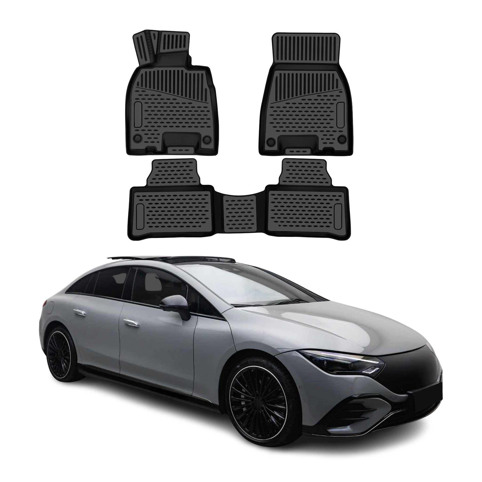 OMAC Floor Mats Liner for Mercedes EQE 2023-2026 Sedan Rubber TPE Black 3Pcs