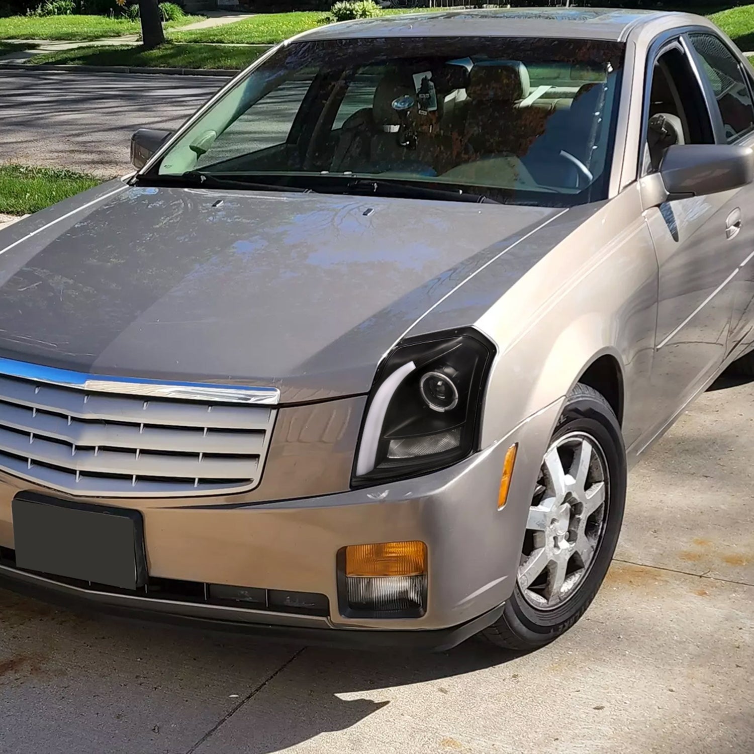 2003-2007 Cadillac CTS Halo LED Turn Signal Projector Headlights Black