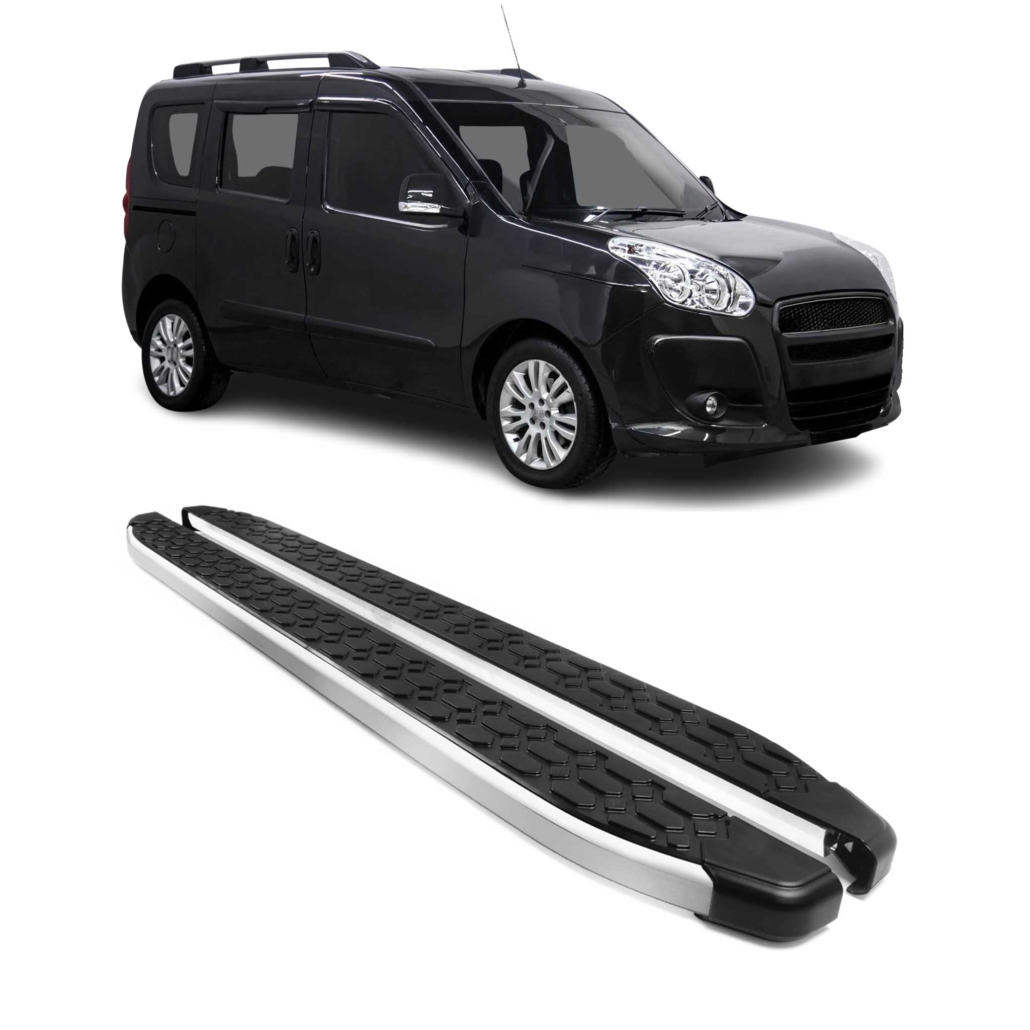 2015-2022 RAM ProMaster City Running Boards Side Steps Silver & Black