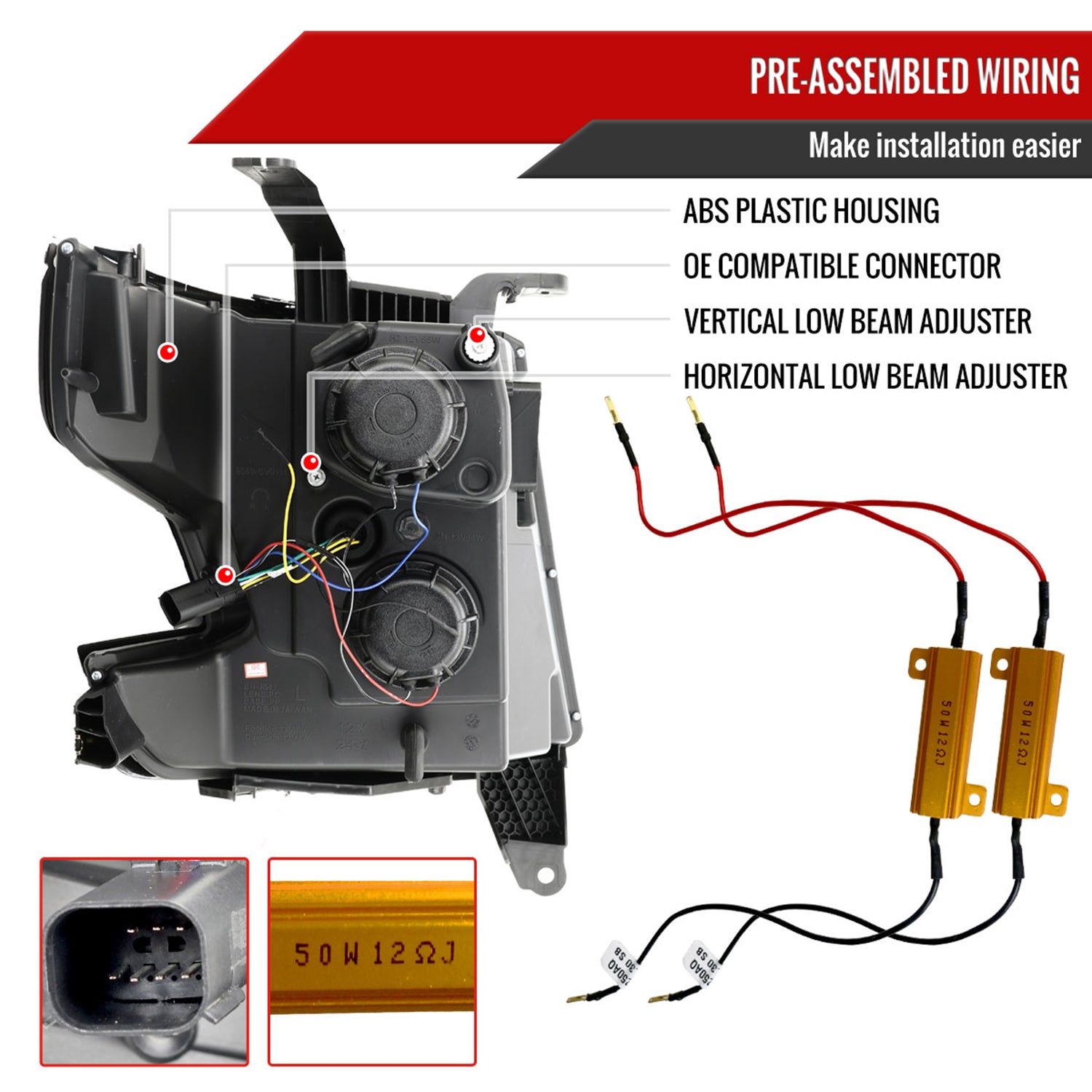 2015-2020 Chevy Tahoe Suburban/ Suburban 3500HD Headlights LED Signal Black