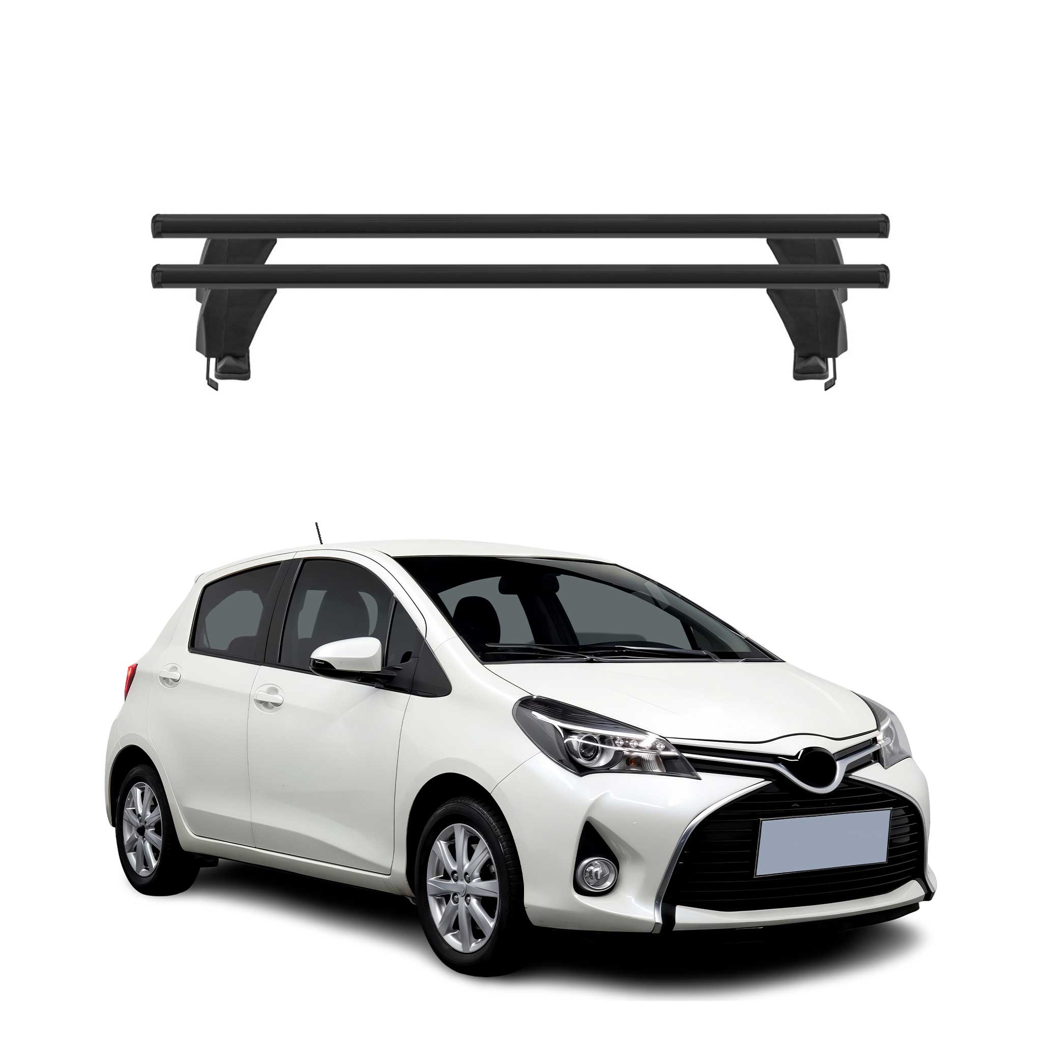2013-2020 Toyota Yaris XP130 Smooth Roof Racks Cross Bars Carrier Black Alu