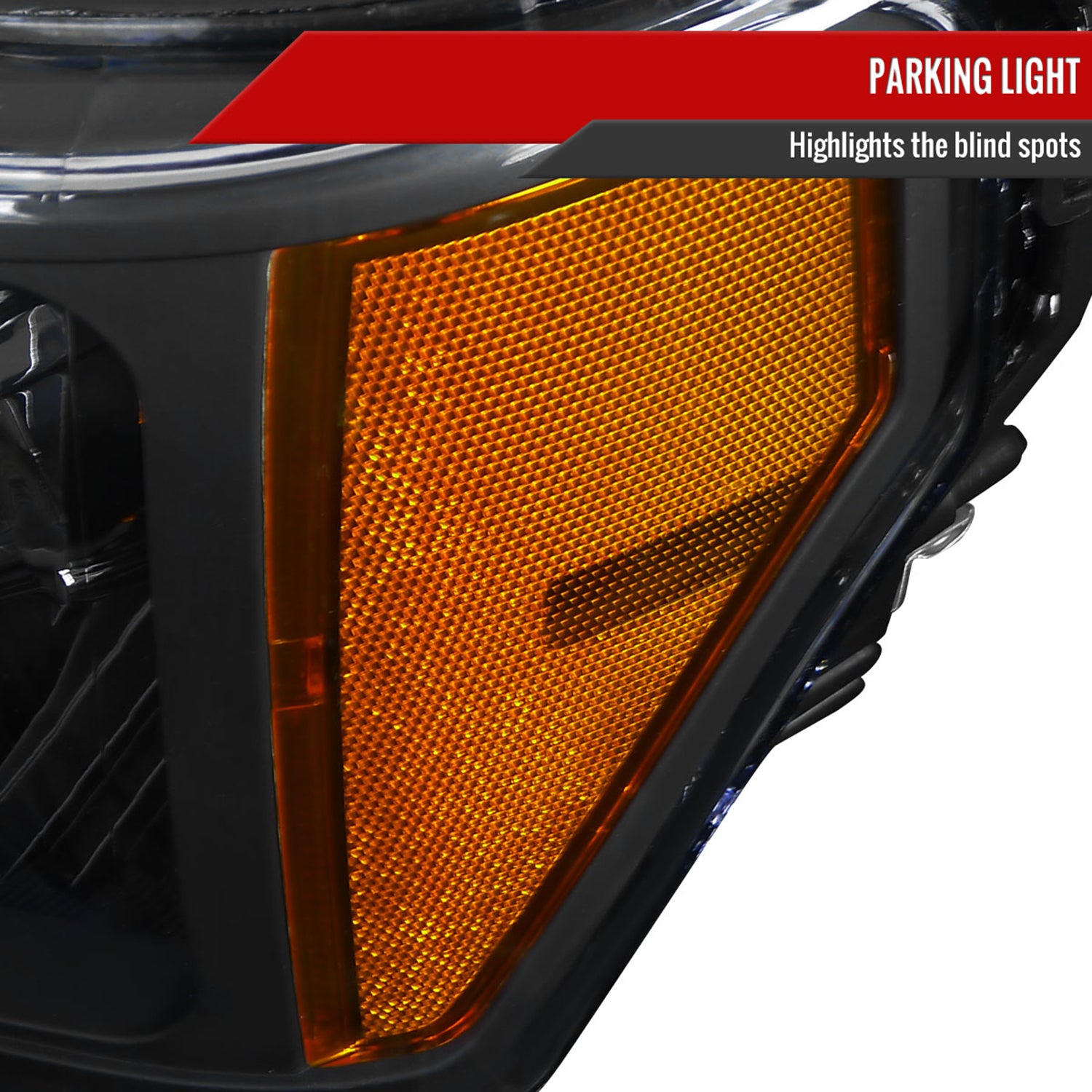 2009-2014 Ford F-150 Projector Headlights w/ Amber Reflectors Matt Black/Clear