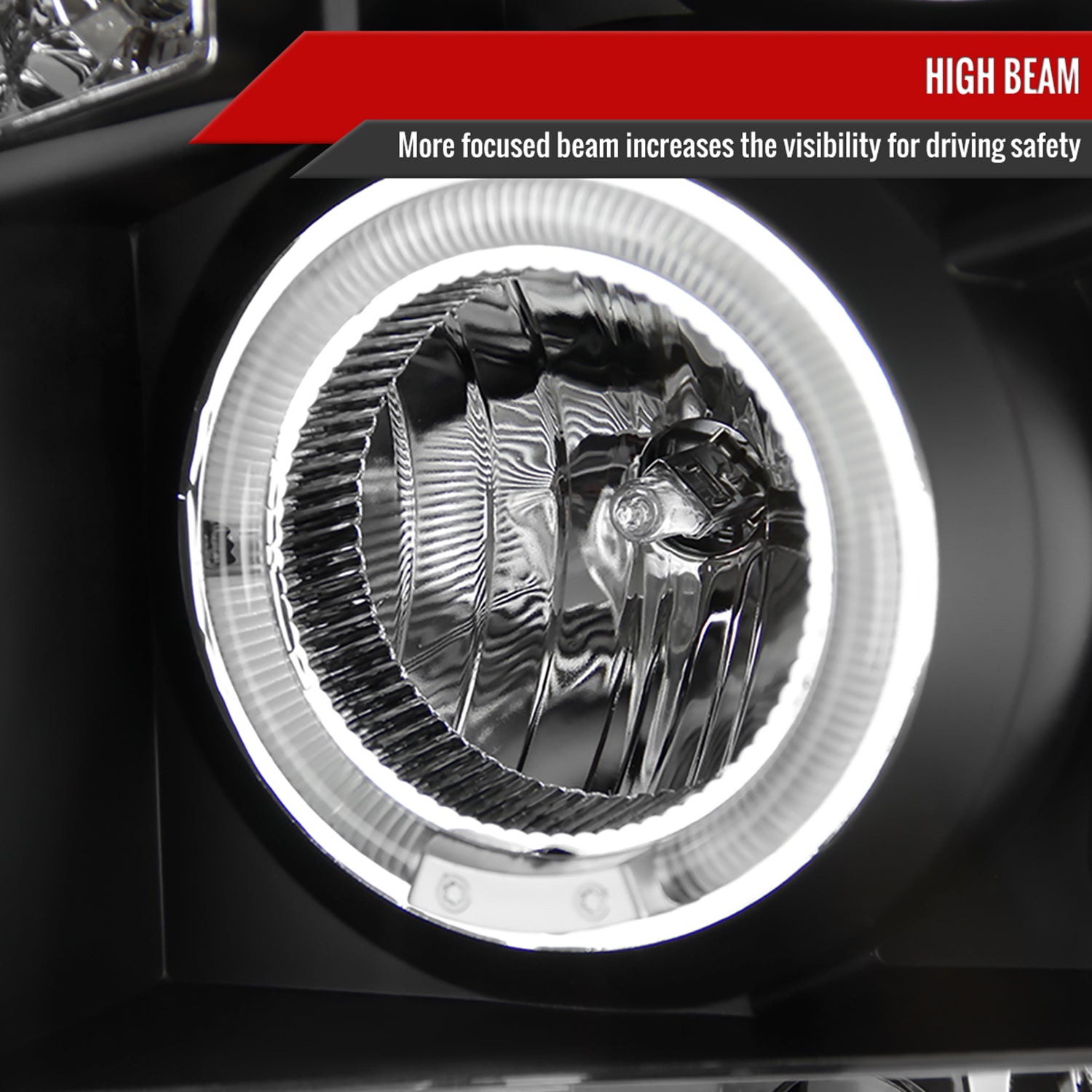 2008-2010 Ford F-250 F-350 F-450 Dual Halo Projector Headlights Matt Black