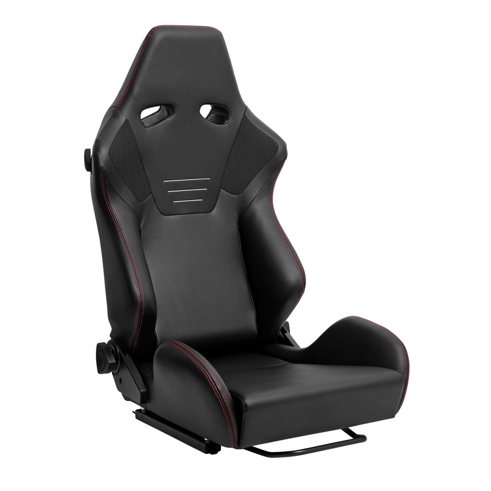 Universal Racing Seat Black Pu Nappa With Double Red Stitch