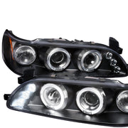 1993-1997 Toyota Corolla Dual Halo Projector Headlights Matte Black/Clear Lens