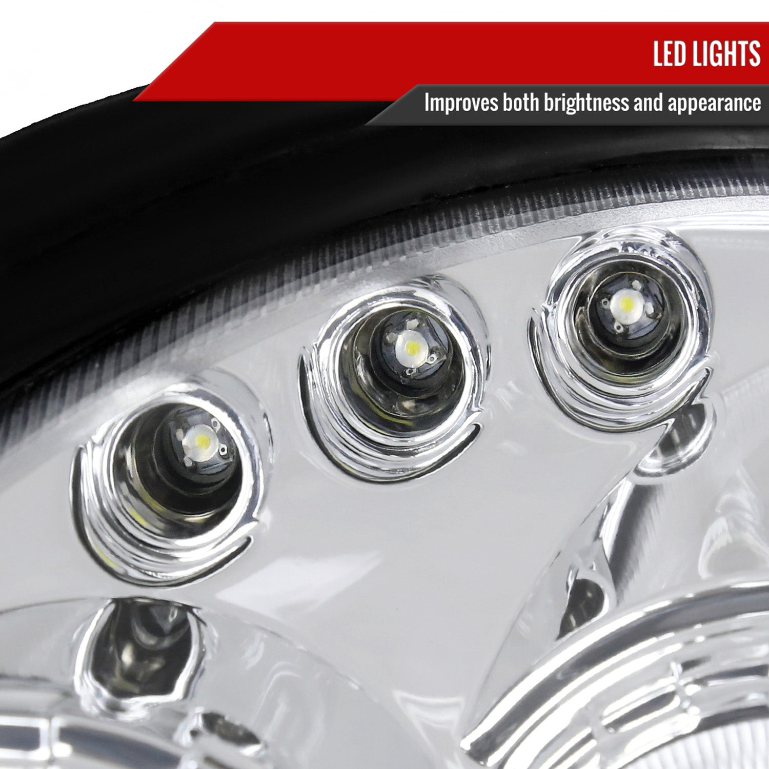 2000-2002 Dodge Plymouth Neon Dual Halo Projector Headlights Chrome/Clear Lens