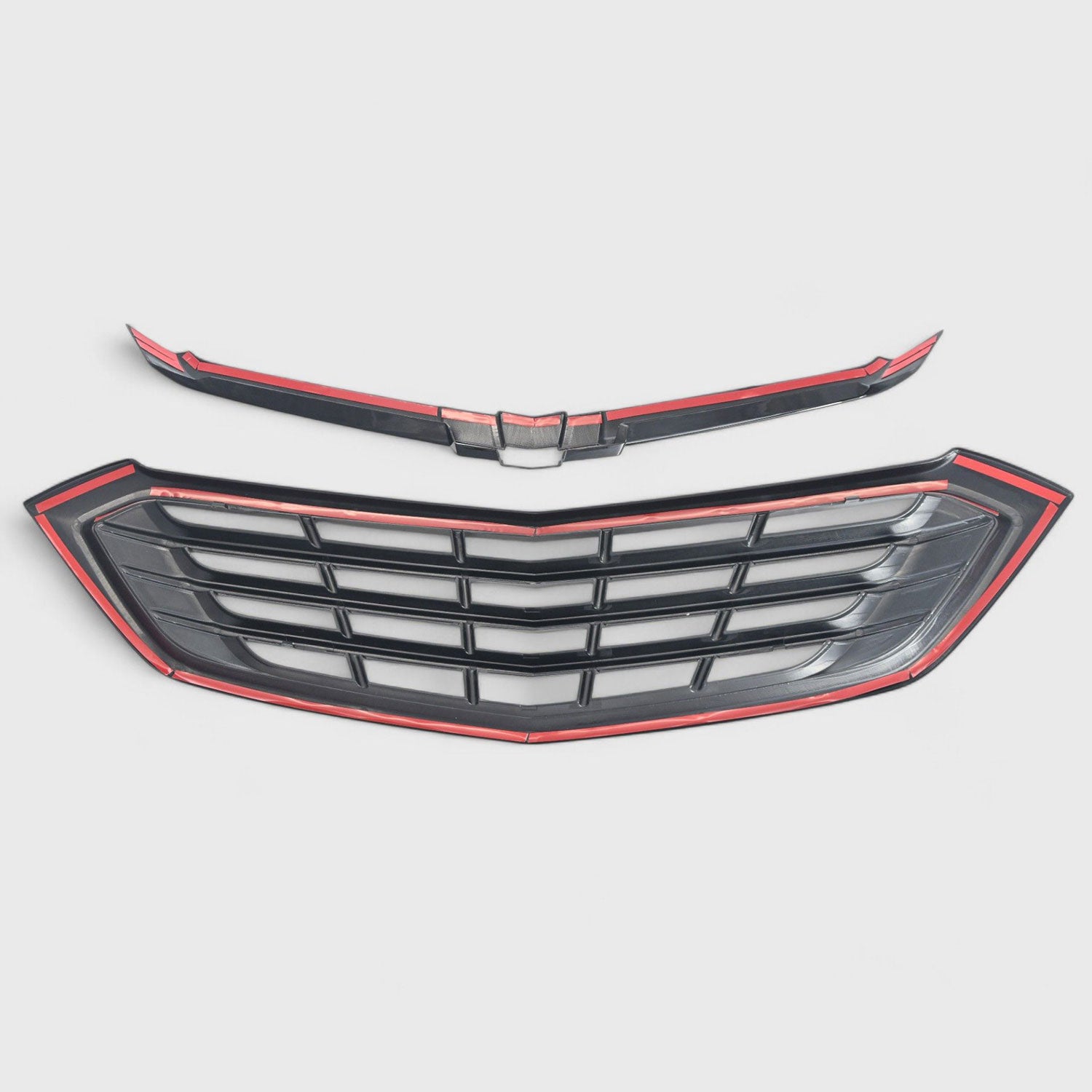 2018-2021 Chevrolet Equinox Grille Overlay Gloss Black 2Pcs ABS Plastic