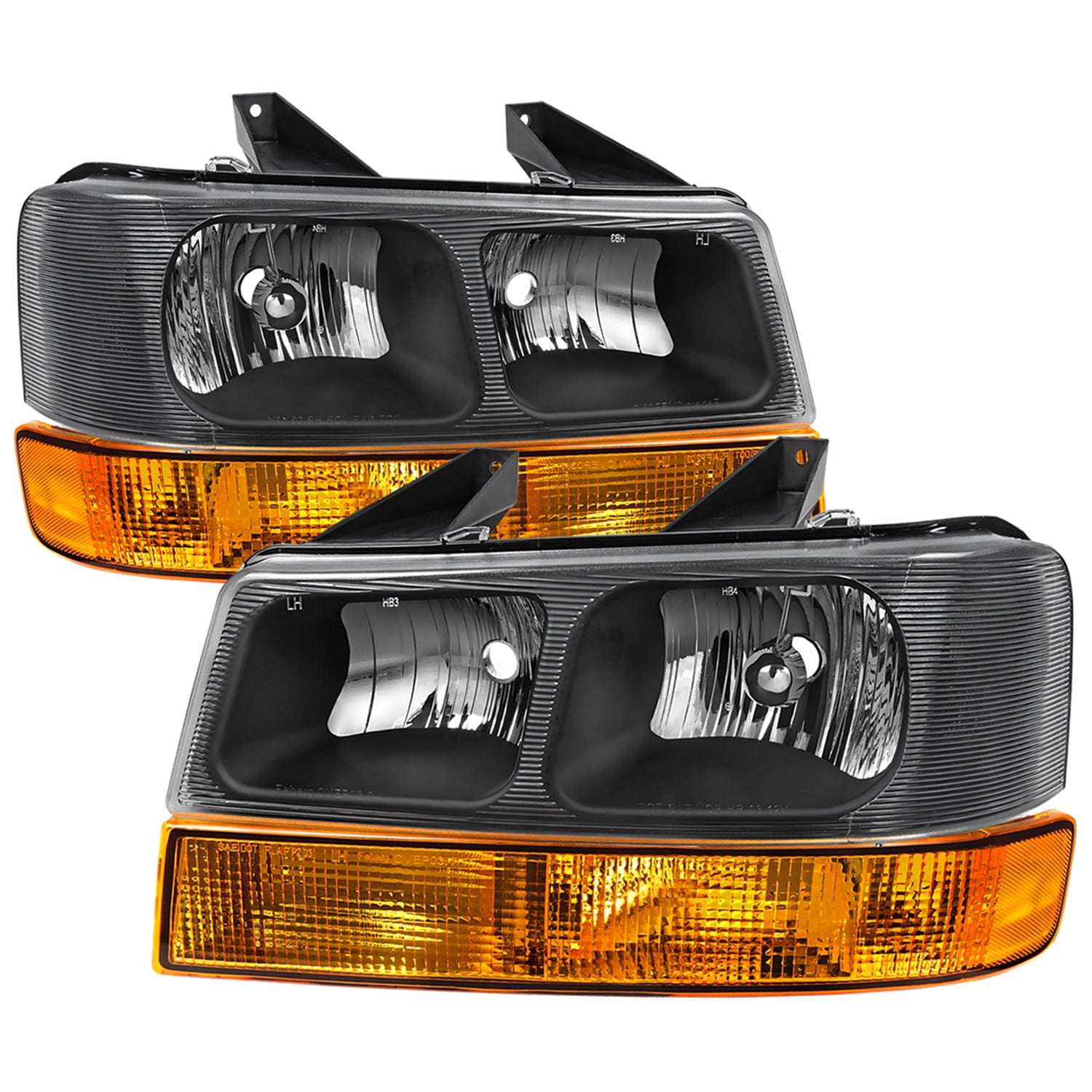 2003-2023 Chevy Express/GMC Savana Factory Headlights Amber Bumper Lamp Black