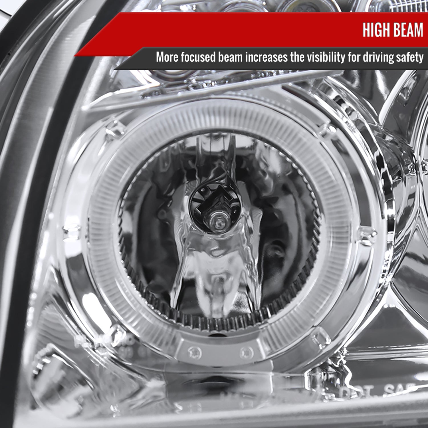 2005-2009 Hyundai Tucson Single Halo Projector Headlights Chrome/Clear Lens