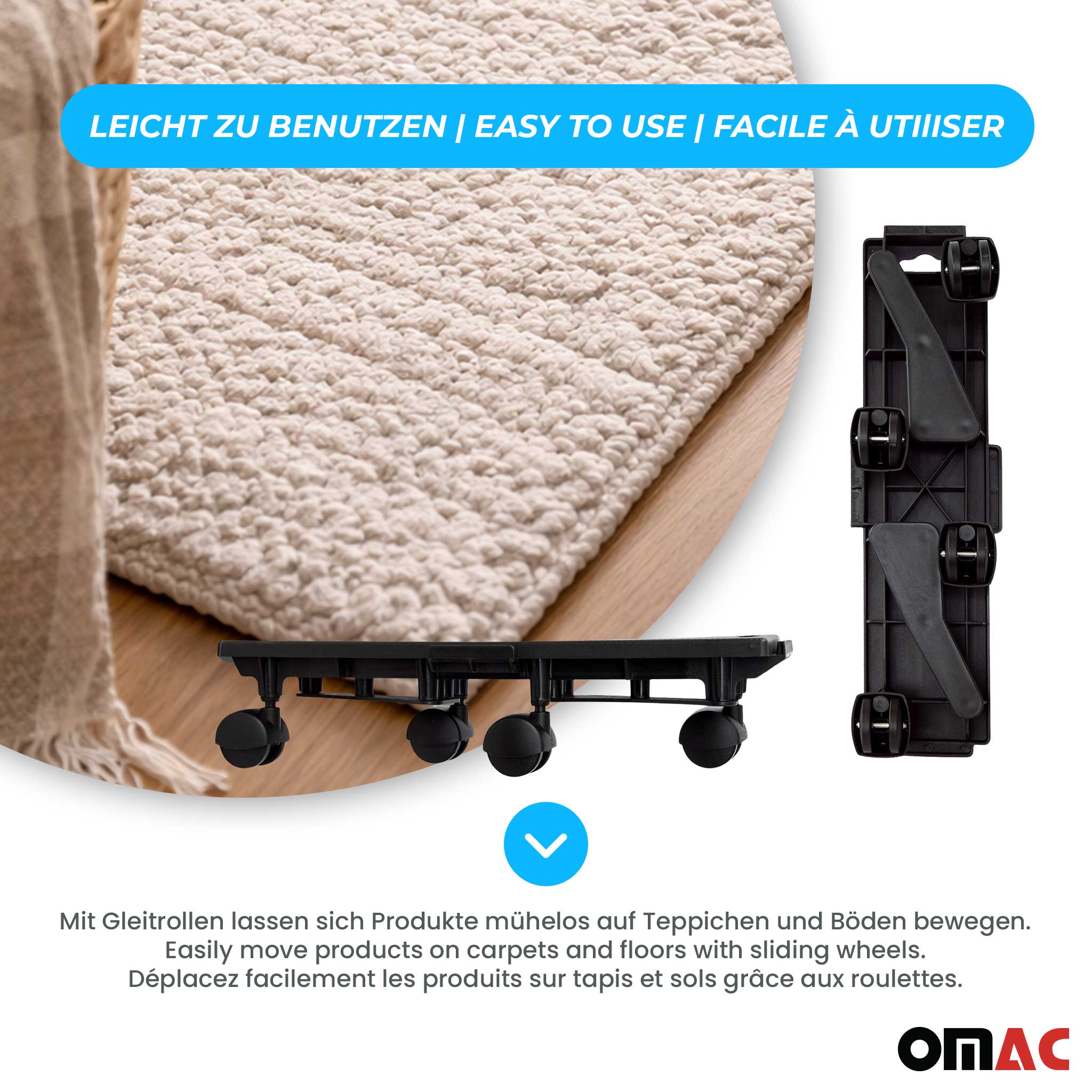 Furniture Transport Dolly 374 lbs Furniture Steering Wheels Step Plate 2 pcs